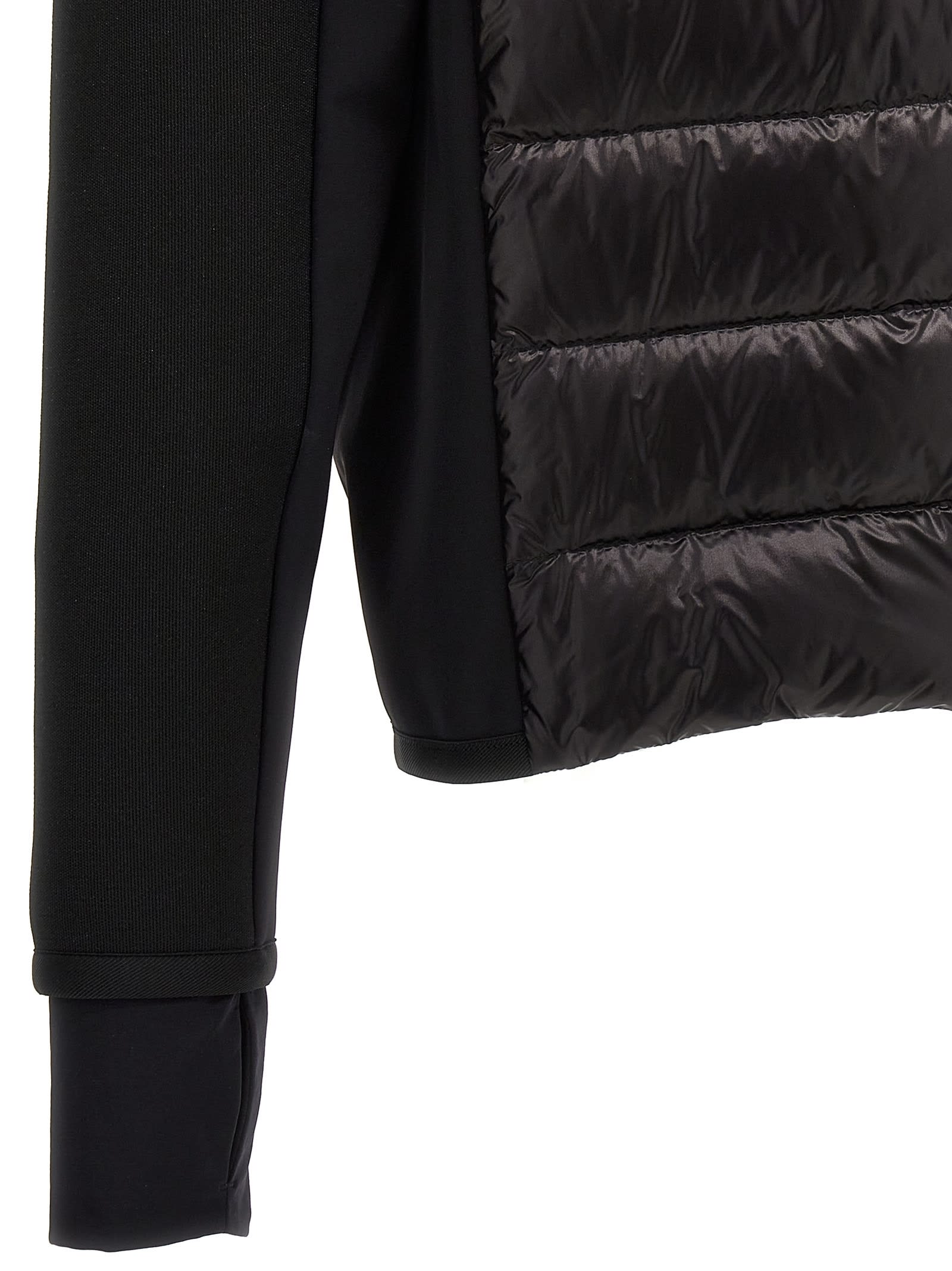 Moncler Nylon Hooded Cardigan In Brown