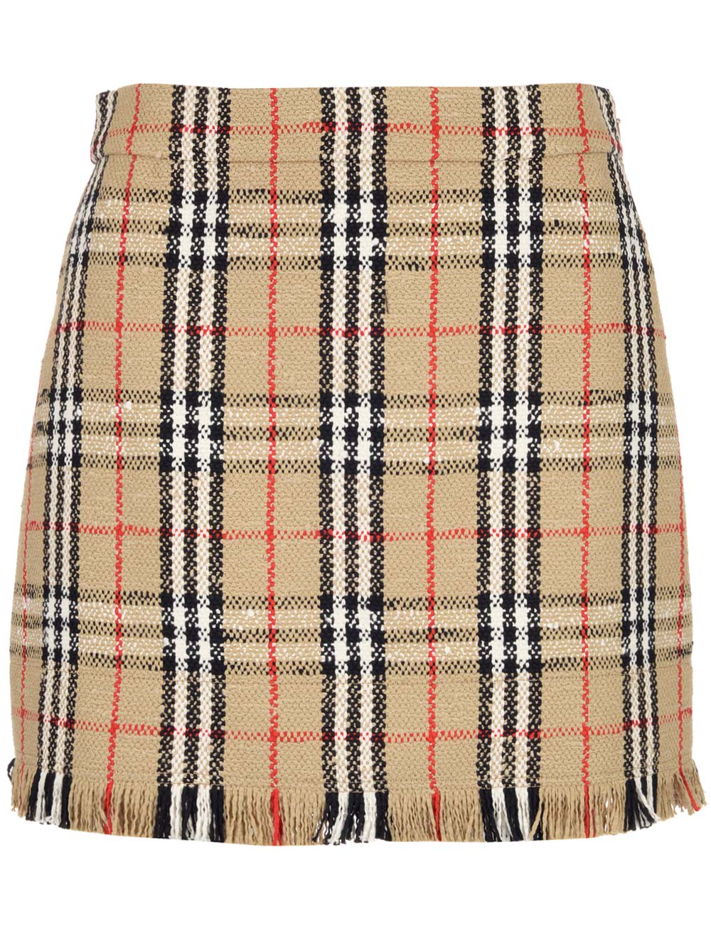 Burberry Catia Check Cotton Blend Mini Skirt In Beige
