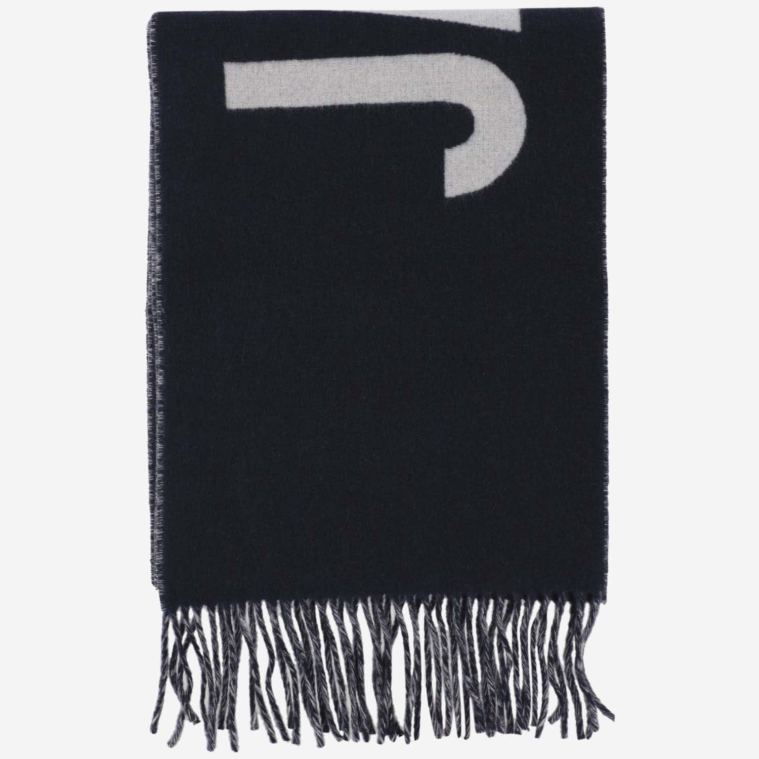 Shop Jacquemus Wool Scarf With Logo In Blue