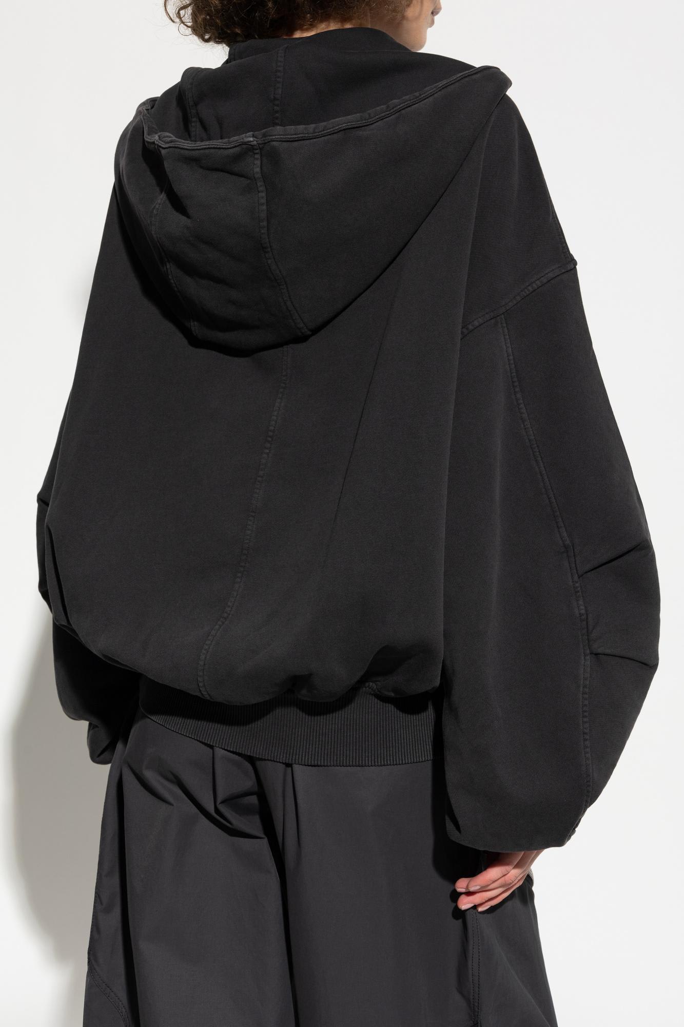 Attico Front-zip Cotton Hoodie In Black