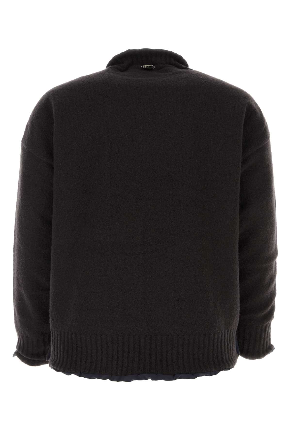 Sacai Black Wool Blend Reversible Knit Pullover In Cgraynavy