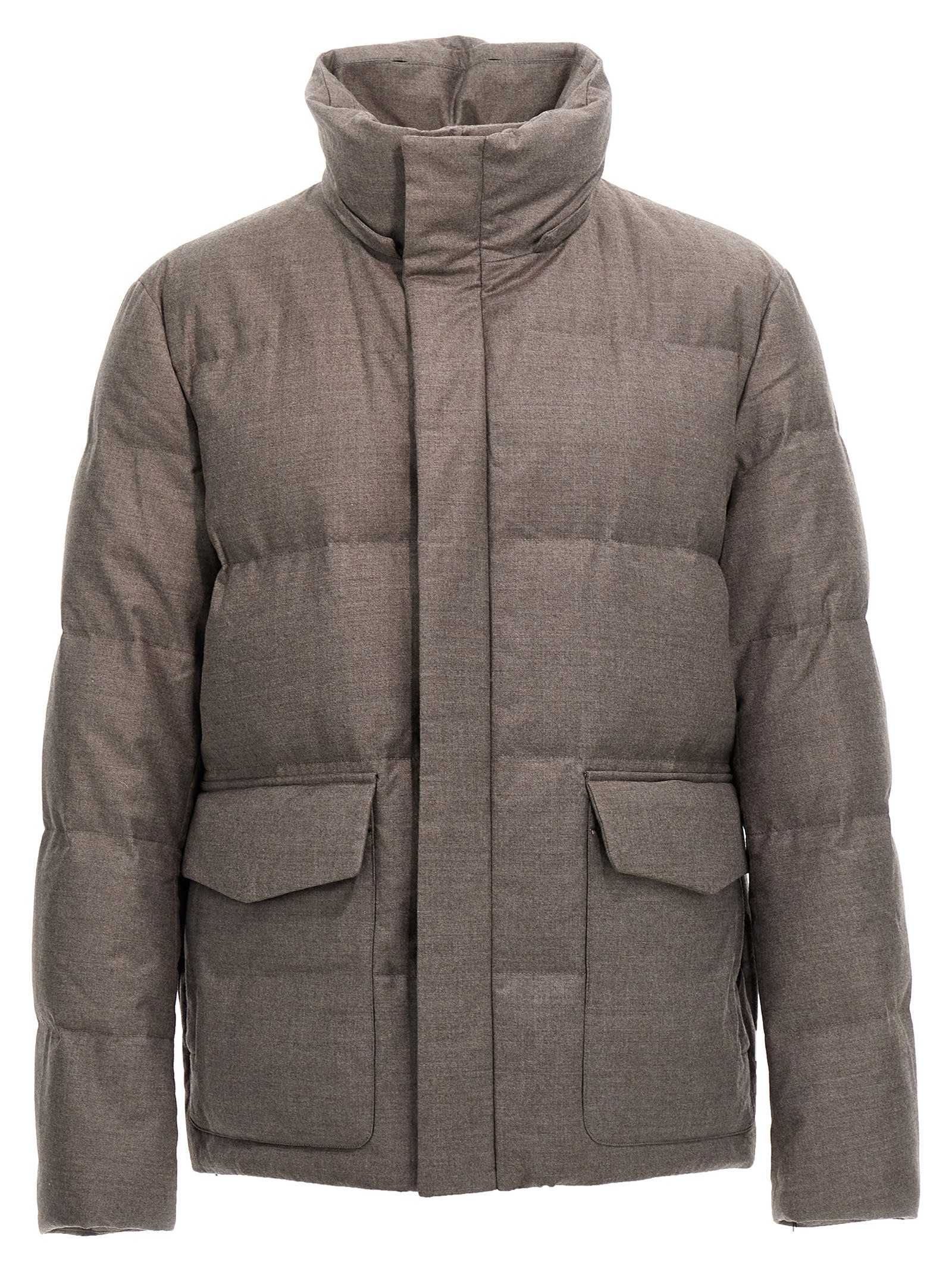 Shop Yves Salomon Doudoune Down Jacket In Gray