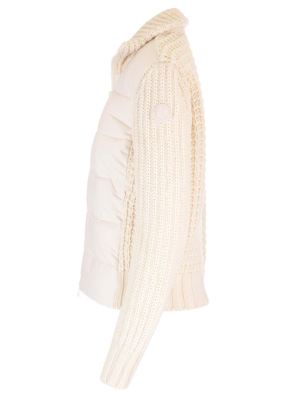 Shop Moncler Zipped Cardigan In White