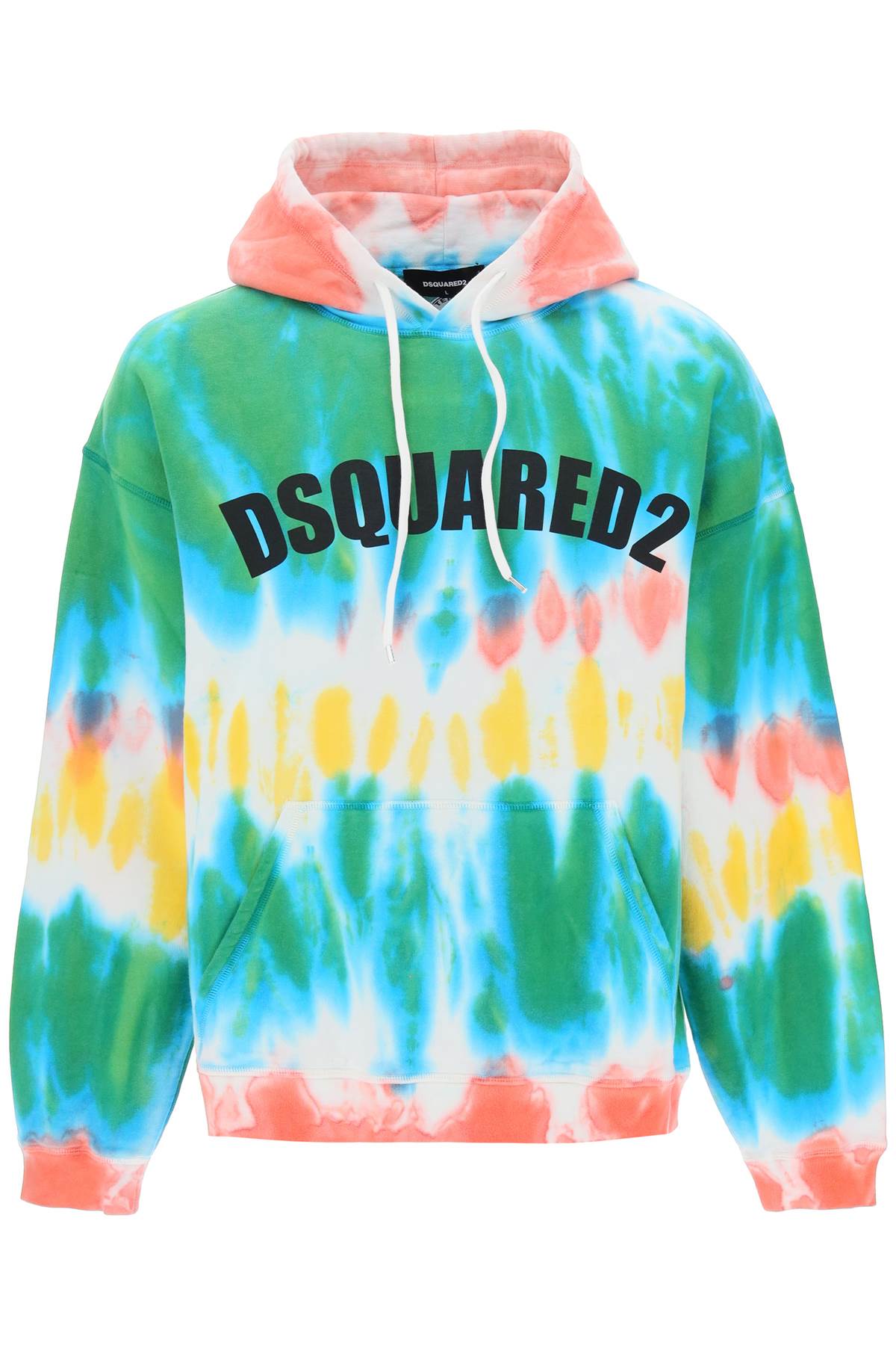 Dsquared2 Logo Print Hoodie Man Sweatshirt Sky Blue Size Xxl Cotton In Coral Yellow Green Off White Blue