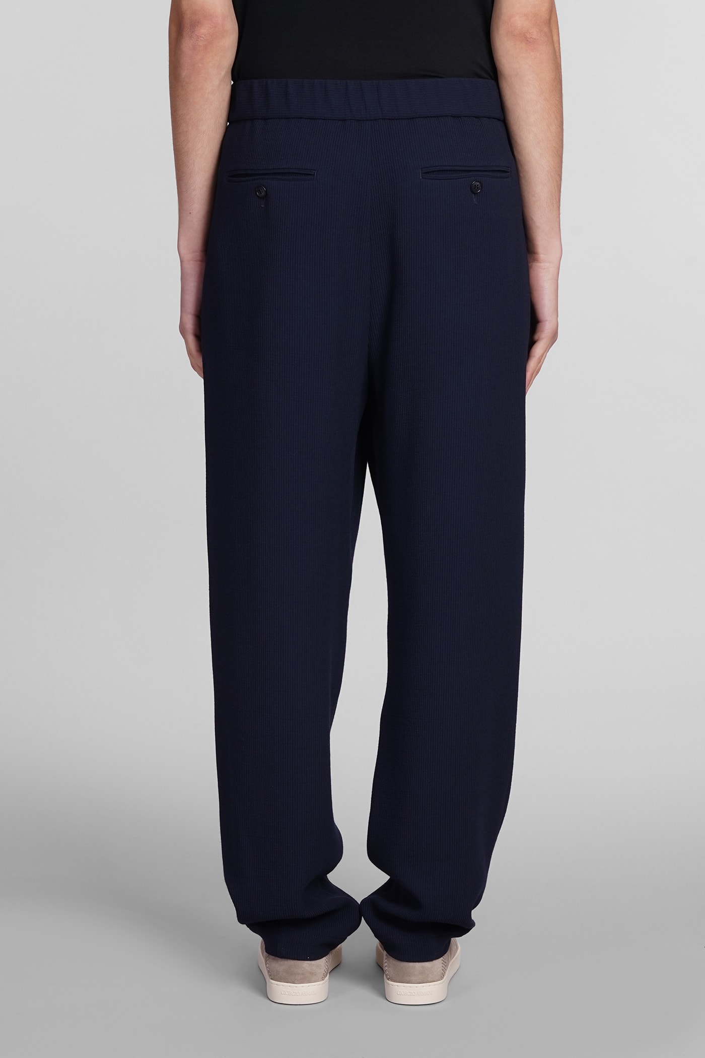 Shop Giorgio Armani Pants In Blue Wool