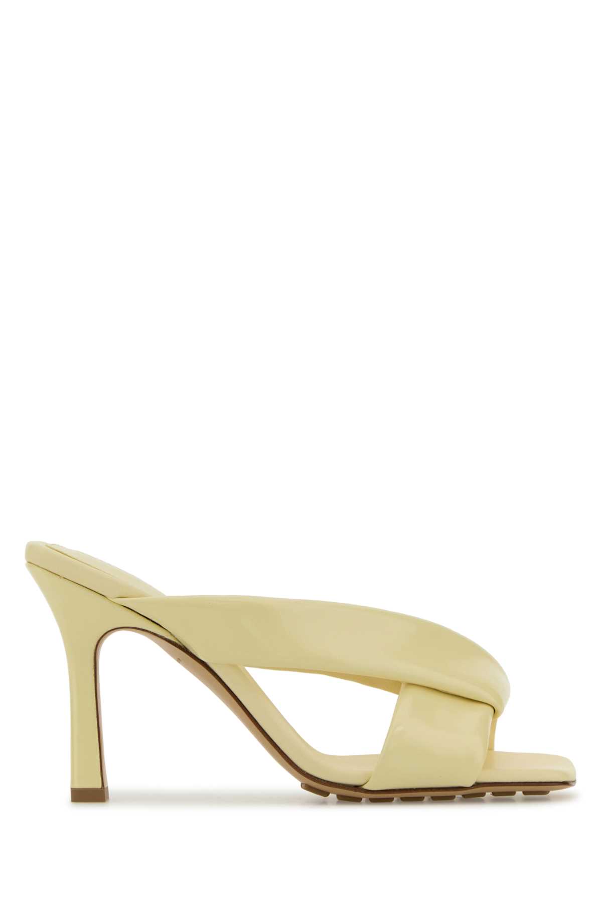 Bottega Veneta Women Pastel Yellow Leather Riva Mules In Yellow