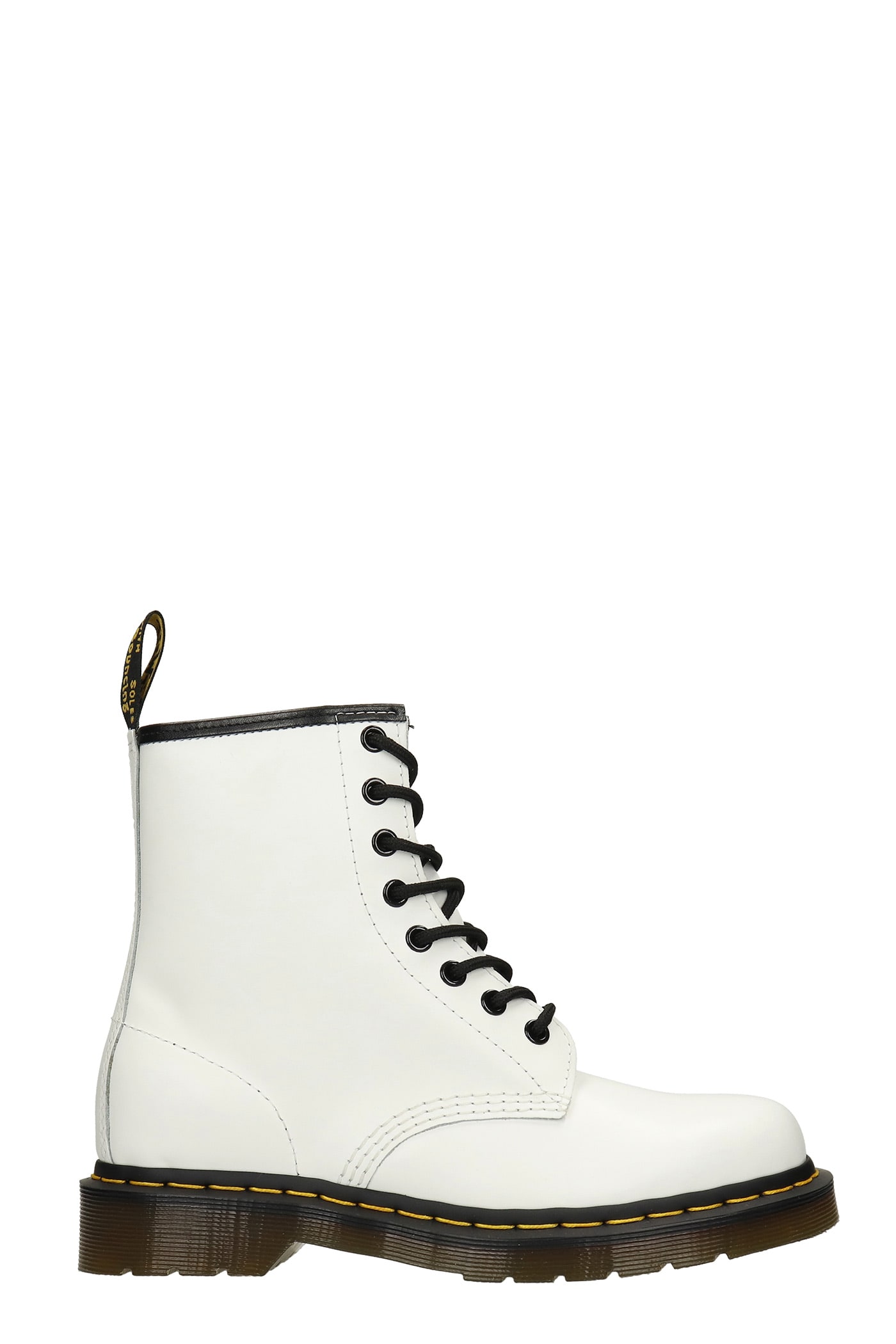 Dr. Martens 1460 Combat Boots In White Leather