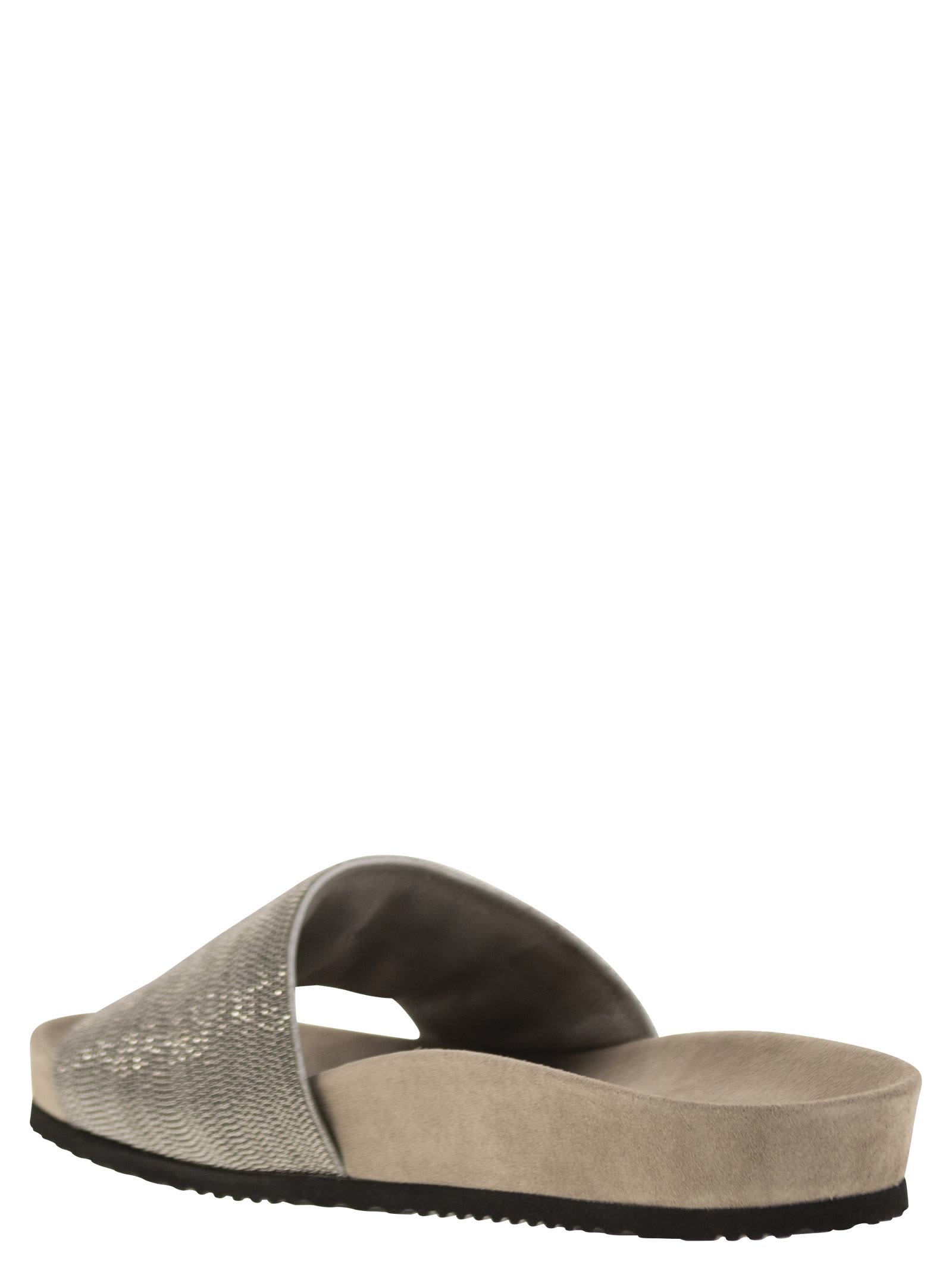 Shop Brunello Cucinelli Precious Lignite Slippers In Rope