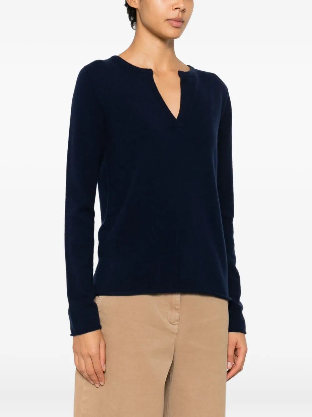 Liviana Conti Vania V-neck Cashmere Sweater In Blue