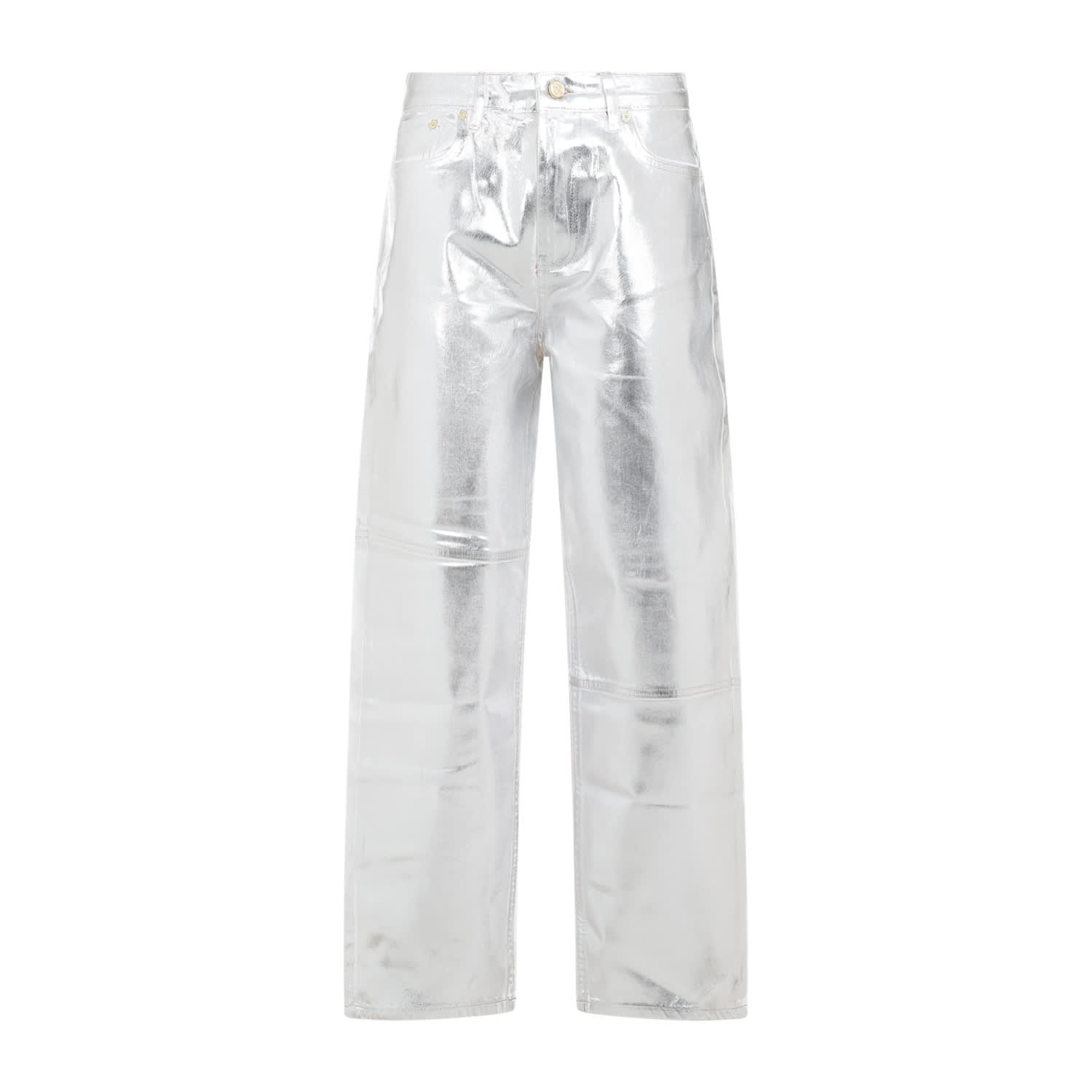 Shop Ganni Foil Stary Denim In Bright White