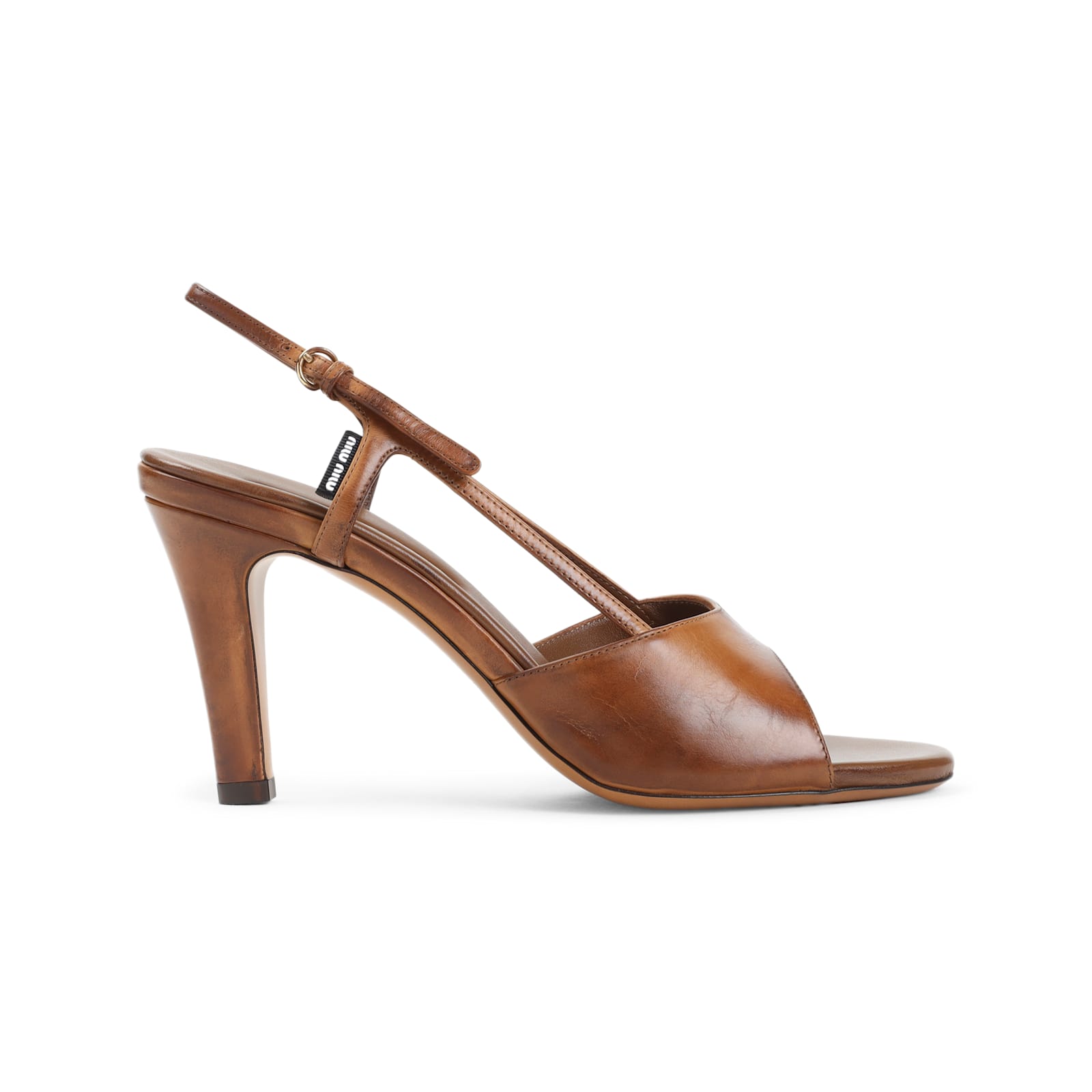 Miu Miu Leather Open Toe Sandals With Buckle Detail In Brown