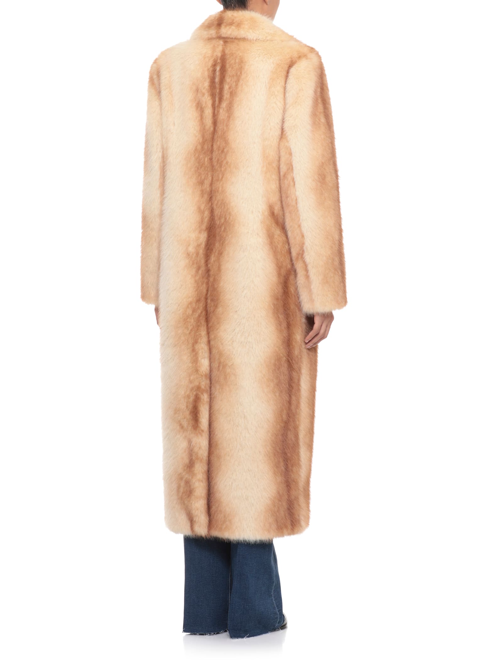 Stand Studio Straight Silhouette Electric Red Synthetic Fur Coat In Neutral