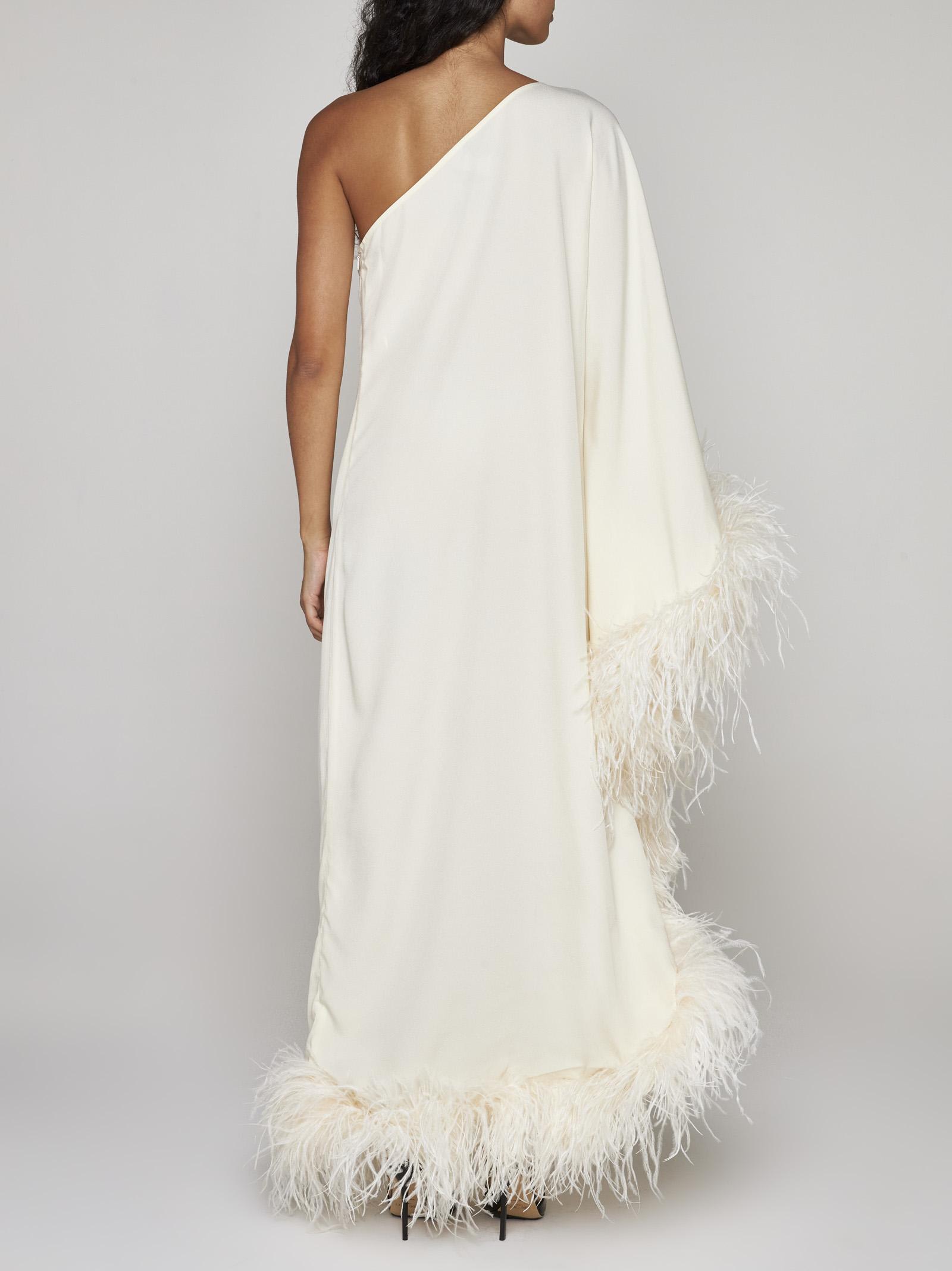 Shop Taller Marmo Ubud Feathered Viscose-blend Long Dress In White