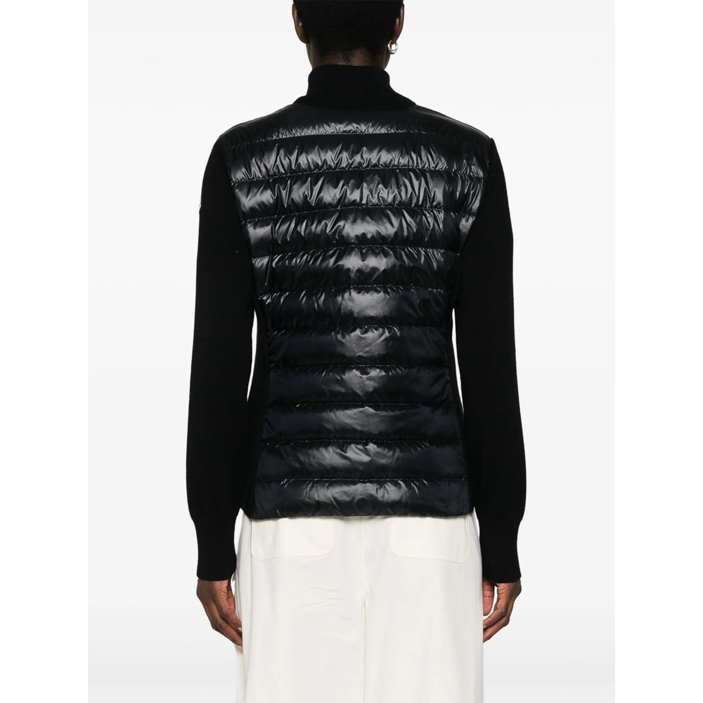 Moncler Black Padded Zip-up Cardigan In Black