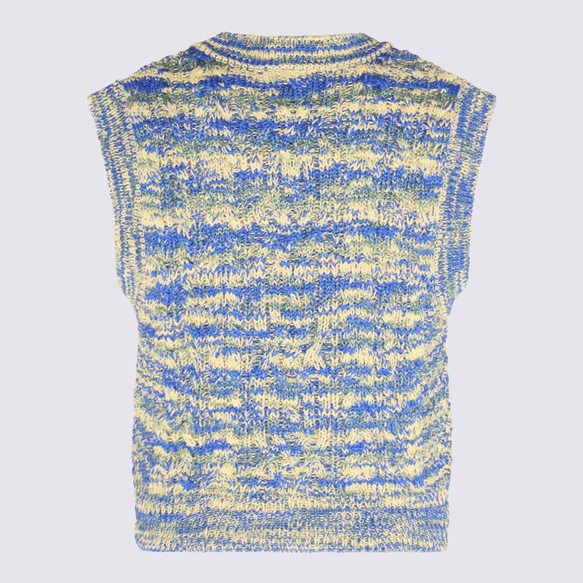 Blue And Yellow Cotton Blend Gilet