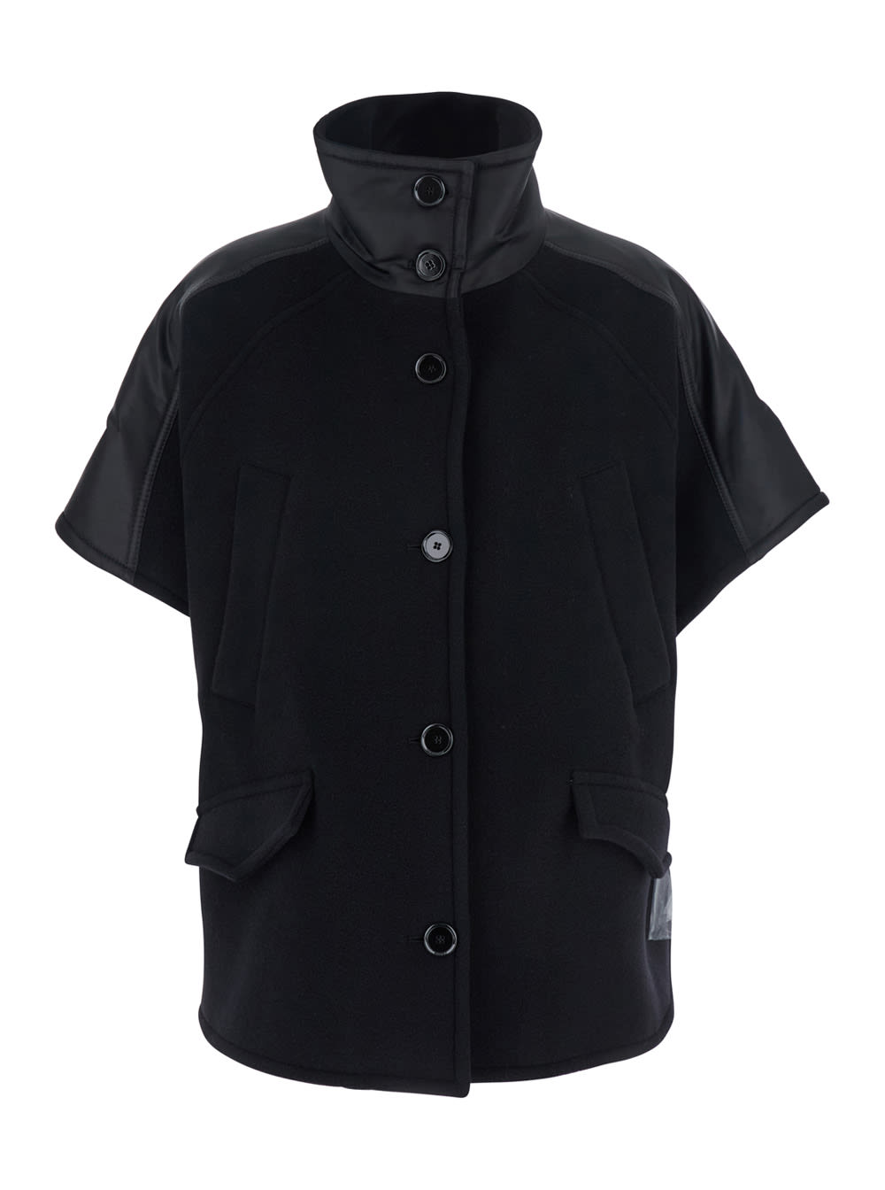 Pinko Short-sleeved Stand-up Collar Jacket In Black