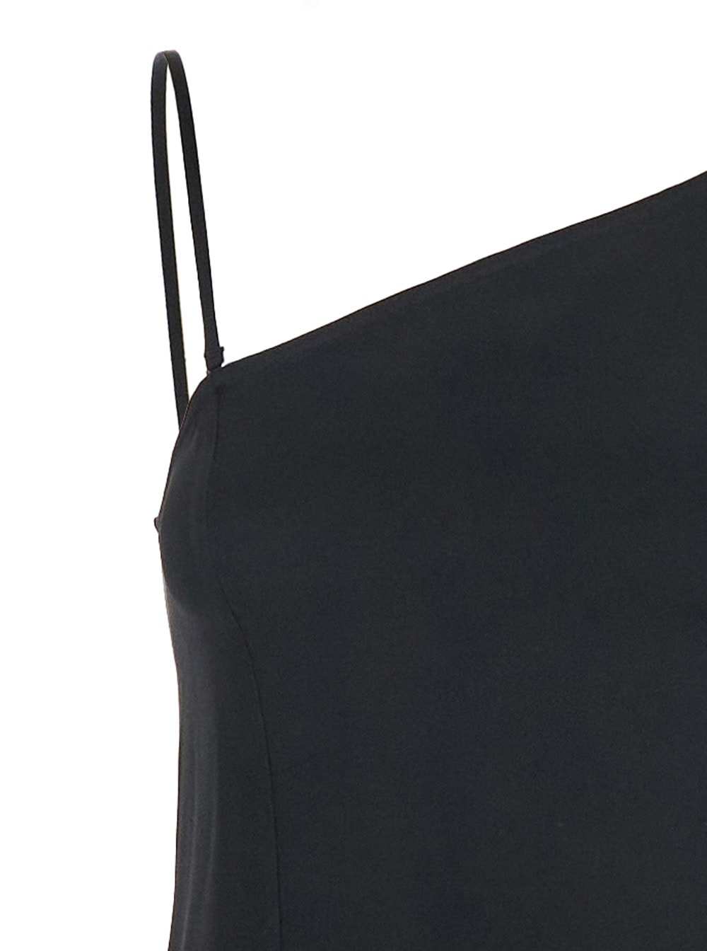 Shop Forte Forte Black Long Flared Dress With Asymmetric Neckline In Tech Fabric Woman