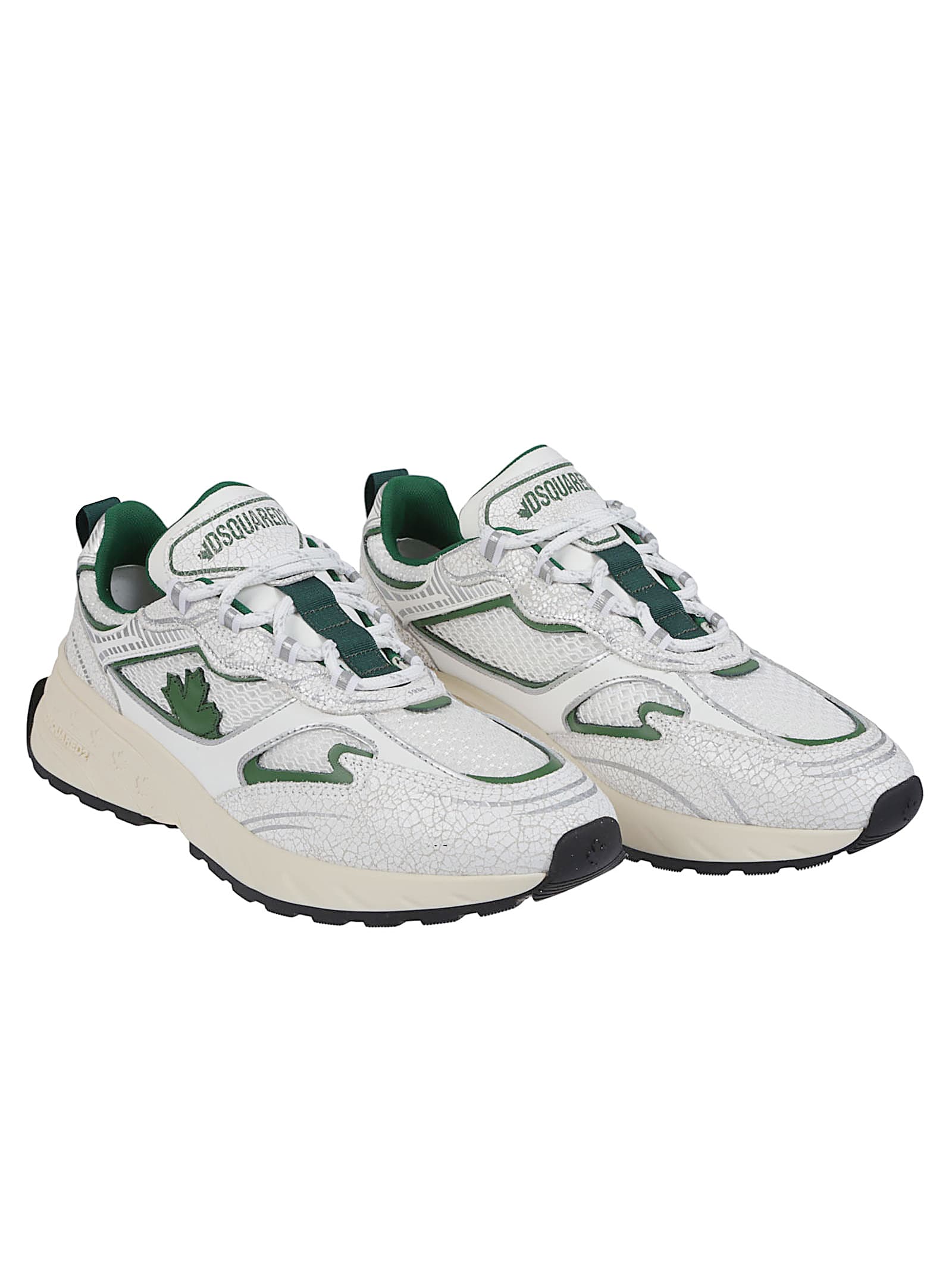 Dsquared2 Textured Mesh Sneakers Rubber Sole Pull Tab In White