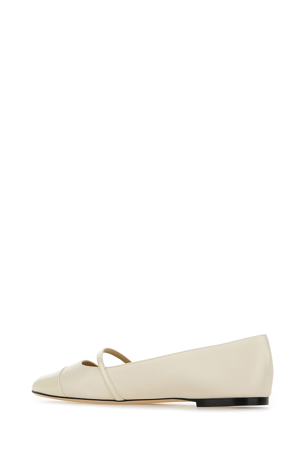 Shop Jimmy Choo Ivory Nappa Leather Elisa Ballerinas In Lattelatte