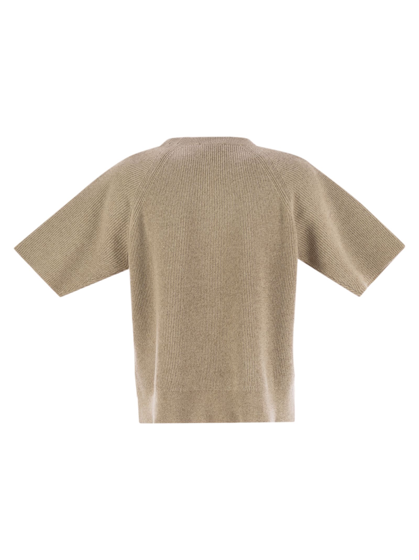 Fabiana Filippi Platinum And Lurex Short-sleeved Jersey In Brown