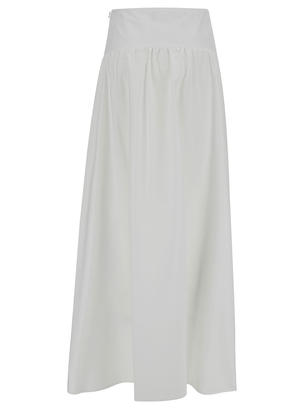 Shop Federica Tosi Long White Pleated Skirt In Stretch Cotton Woman