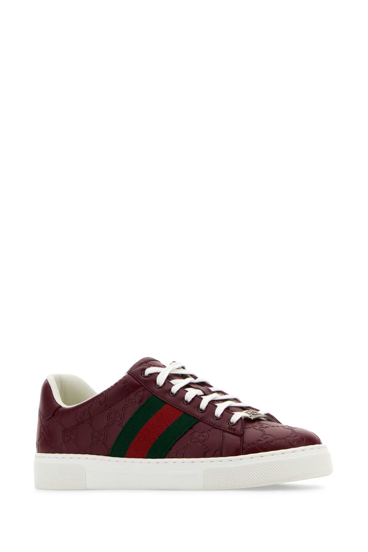 Shop Gucci Burgundy Leather Ace Sneakers In Ranranvrvran