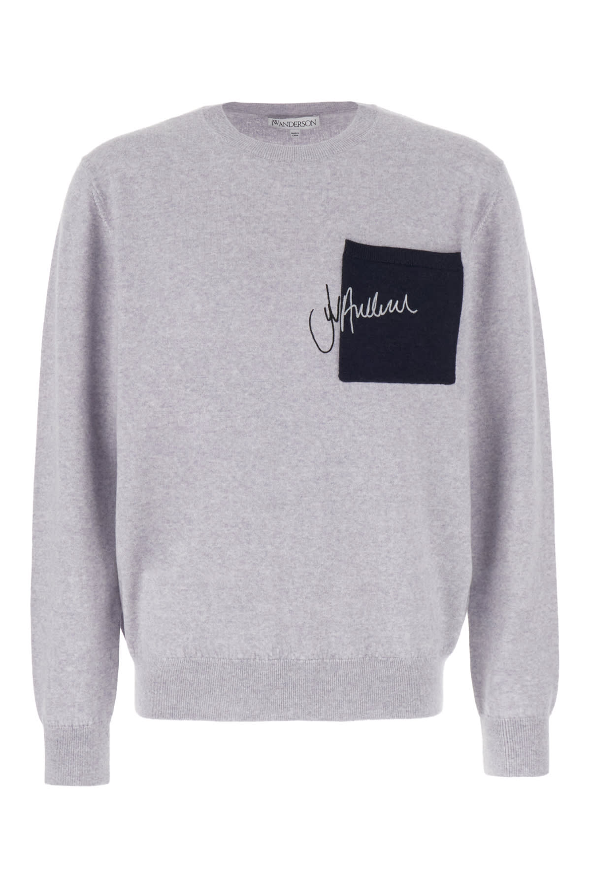 Jw Anderson Grey Wool Sweater In Grey Melange