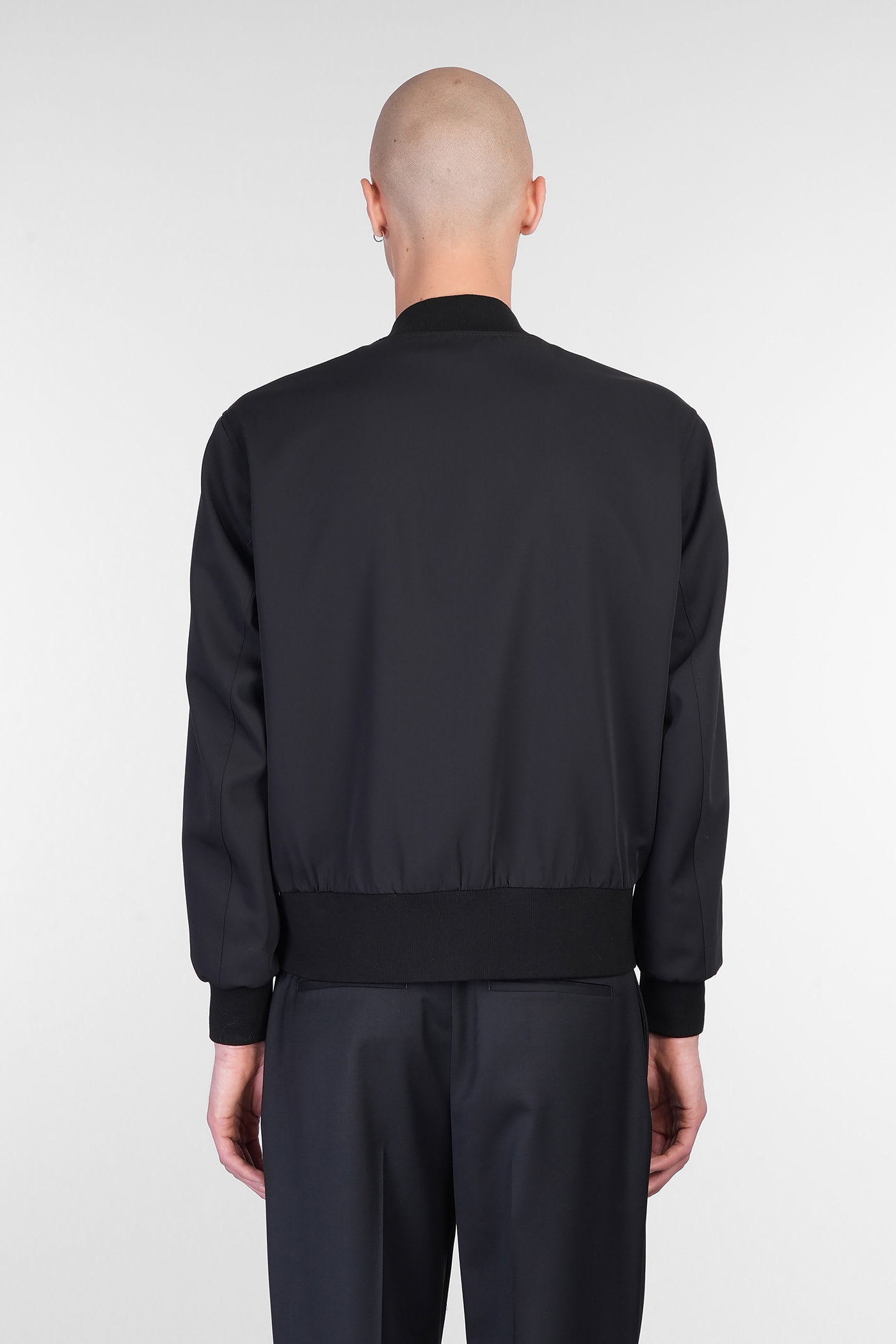 Lardini Wool And Mohair Bomber Jacket In Black