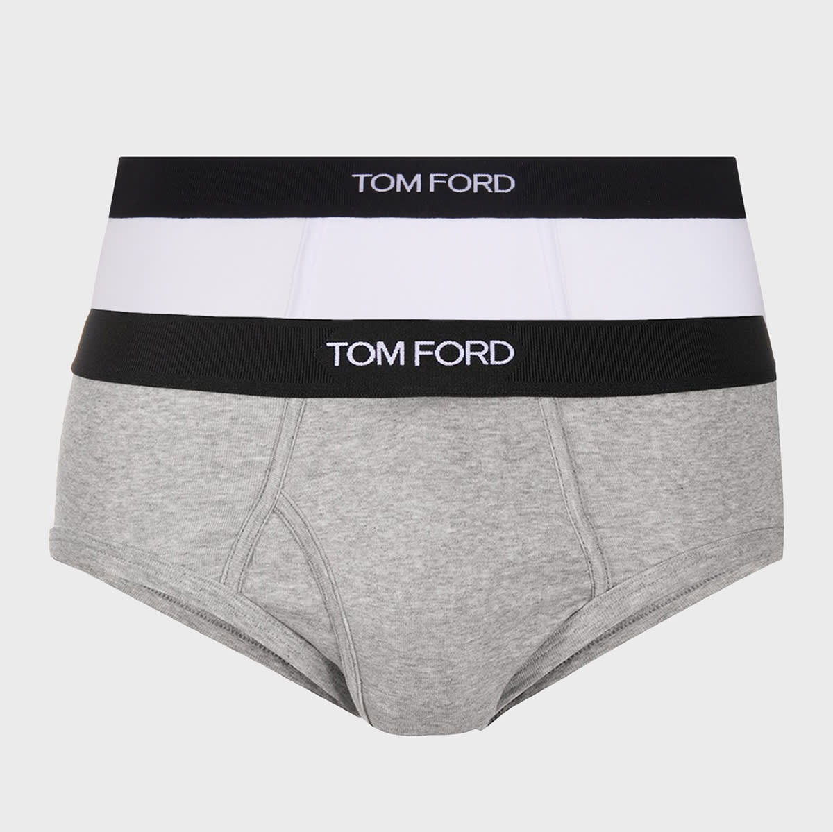 Tom Ford Grey And White Cotton Logo Two Pack Briefs