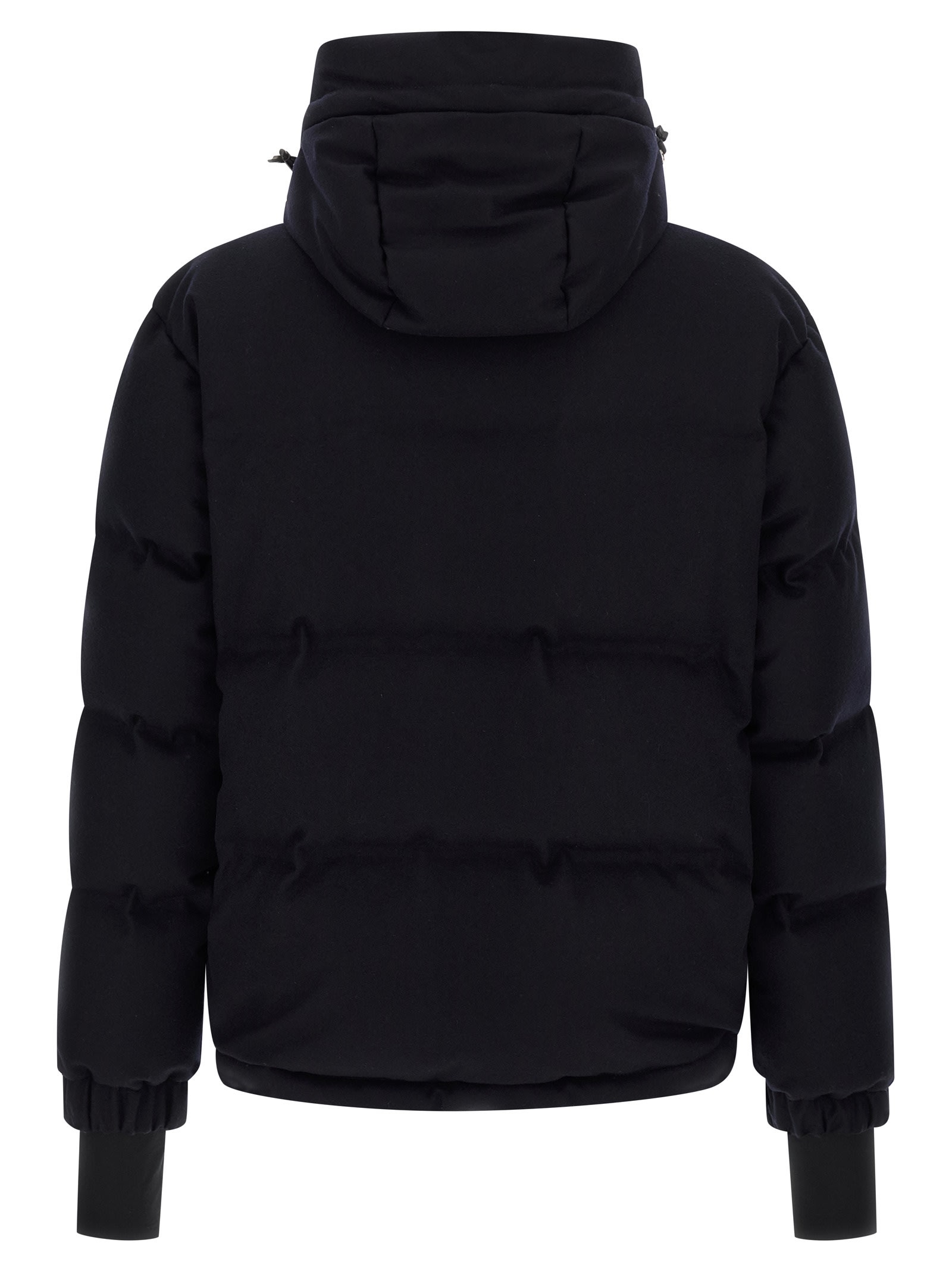 Moncler Down Jacket With Hood And Zippered Pockets In Black