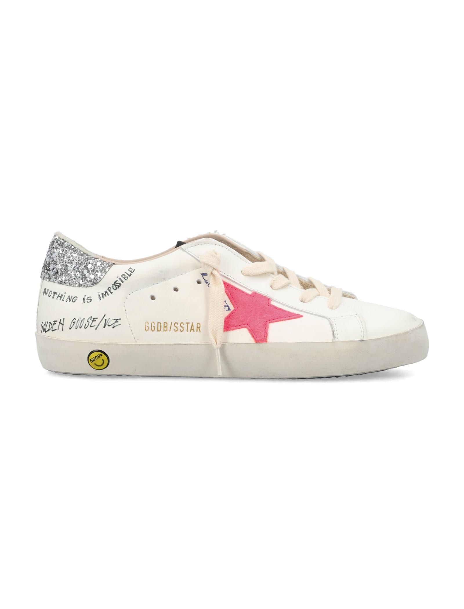 Shop Golden Goose Super Star Sneakers In Optic White/fluo