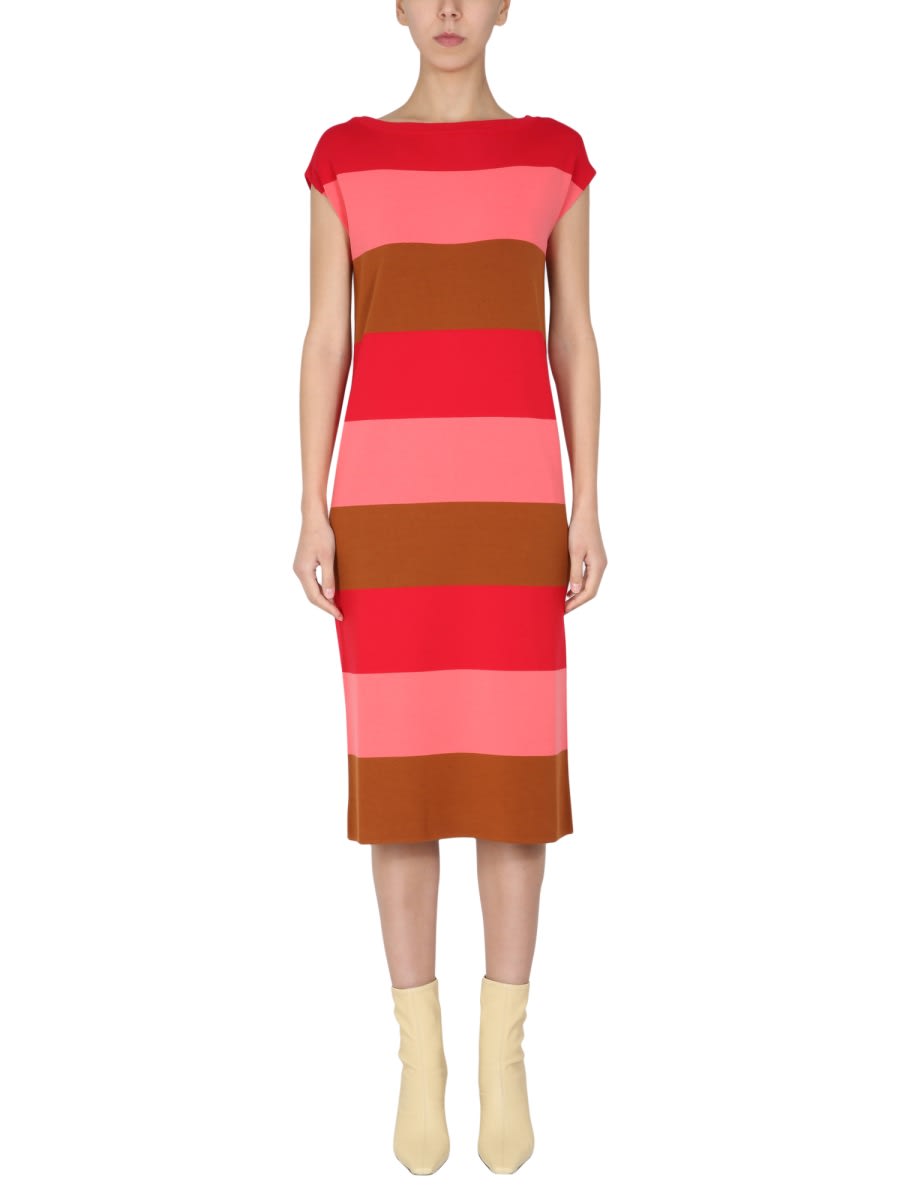 Shop Woolrich Long Knit Dress In Multicolour