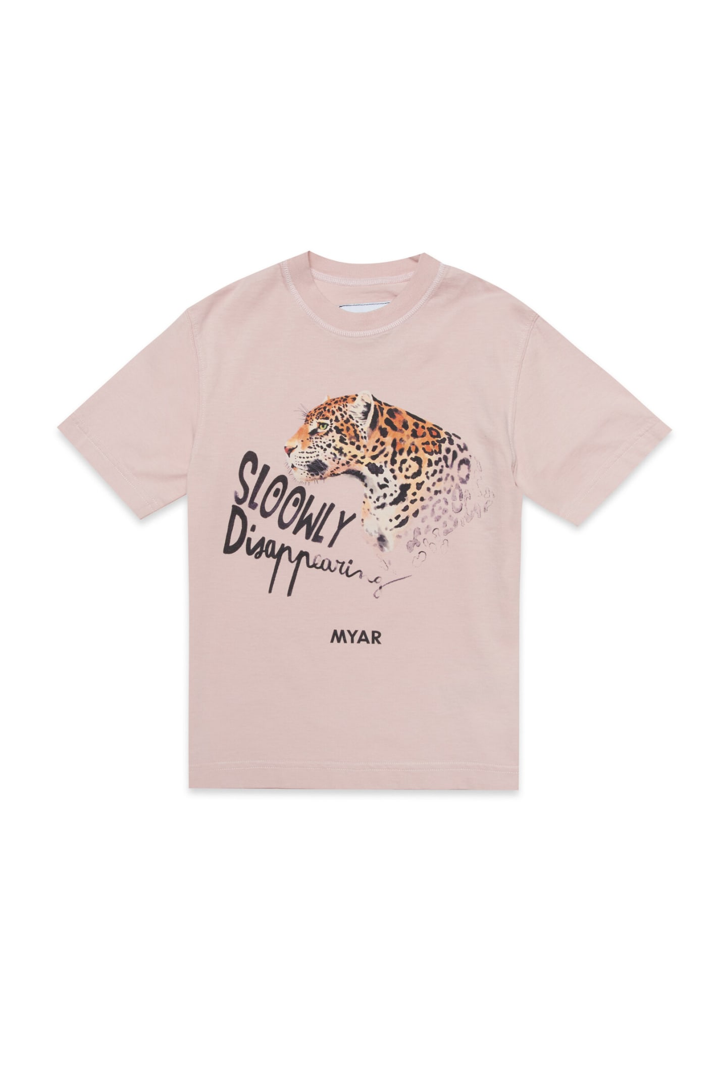 Myar Kids' Deadstock Pink Fabric Crew-neck T-shirt With Digital Print Sloowly