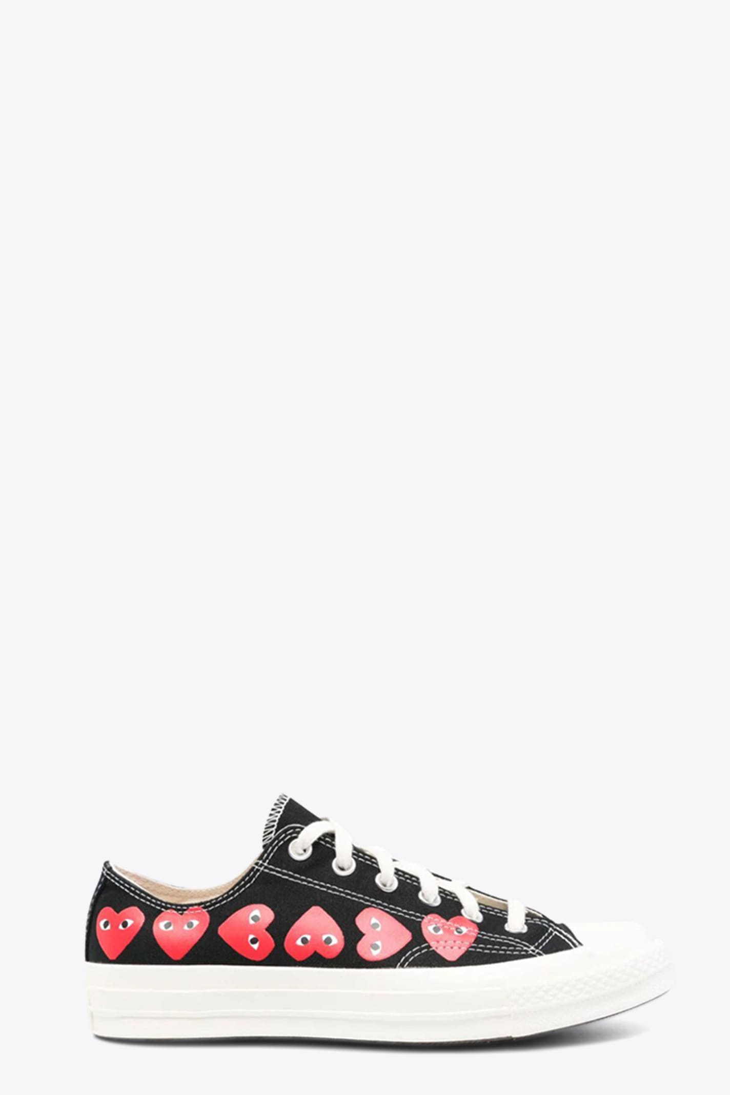 Shop Comme Des Garçons Play Multi Heart Ct70 Low Top Converse Collaboration Chuck Taylor 70s Black Canvas Low Sneaker In Nero