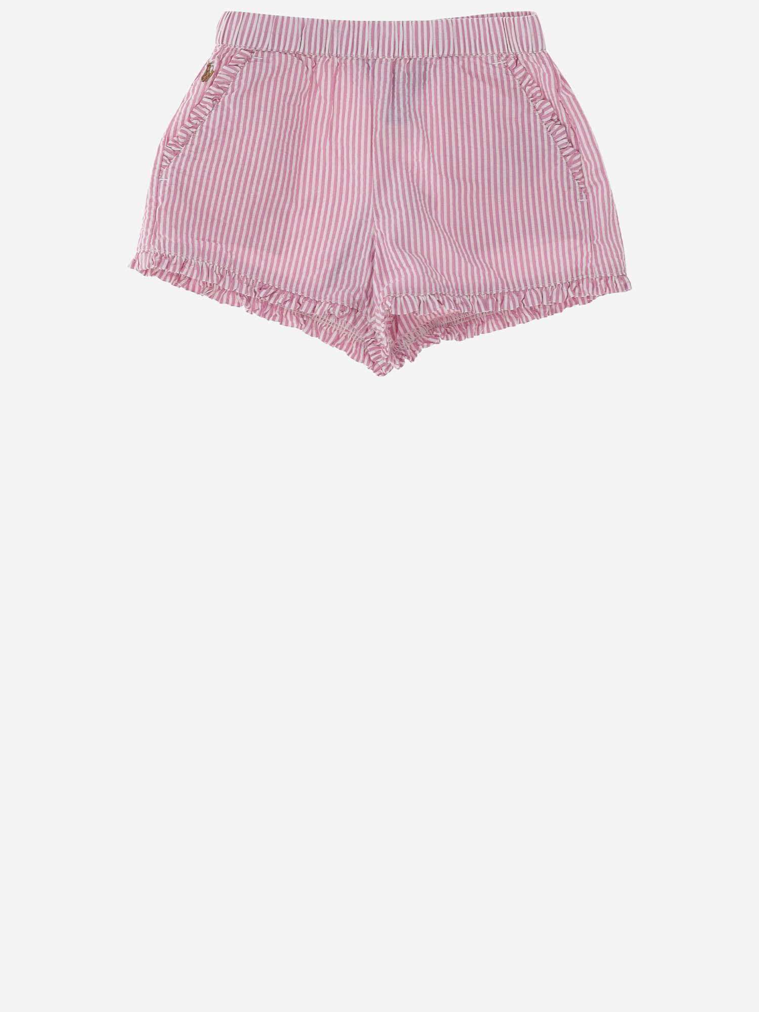 Polo Ralph Lauren Kids' Striped Cotton Short Pants In Pink