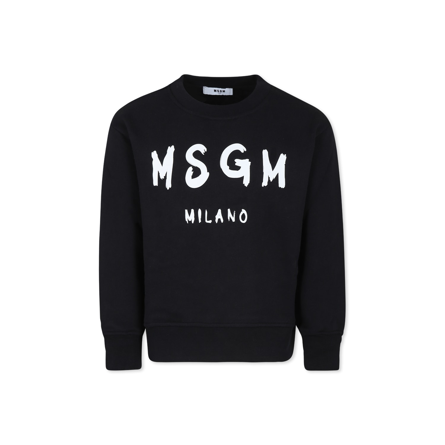 Msgm Black Sweashirt For Kids With Logo In Black