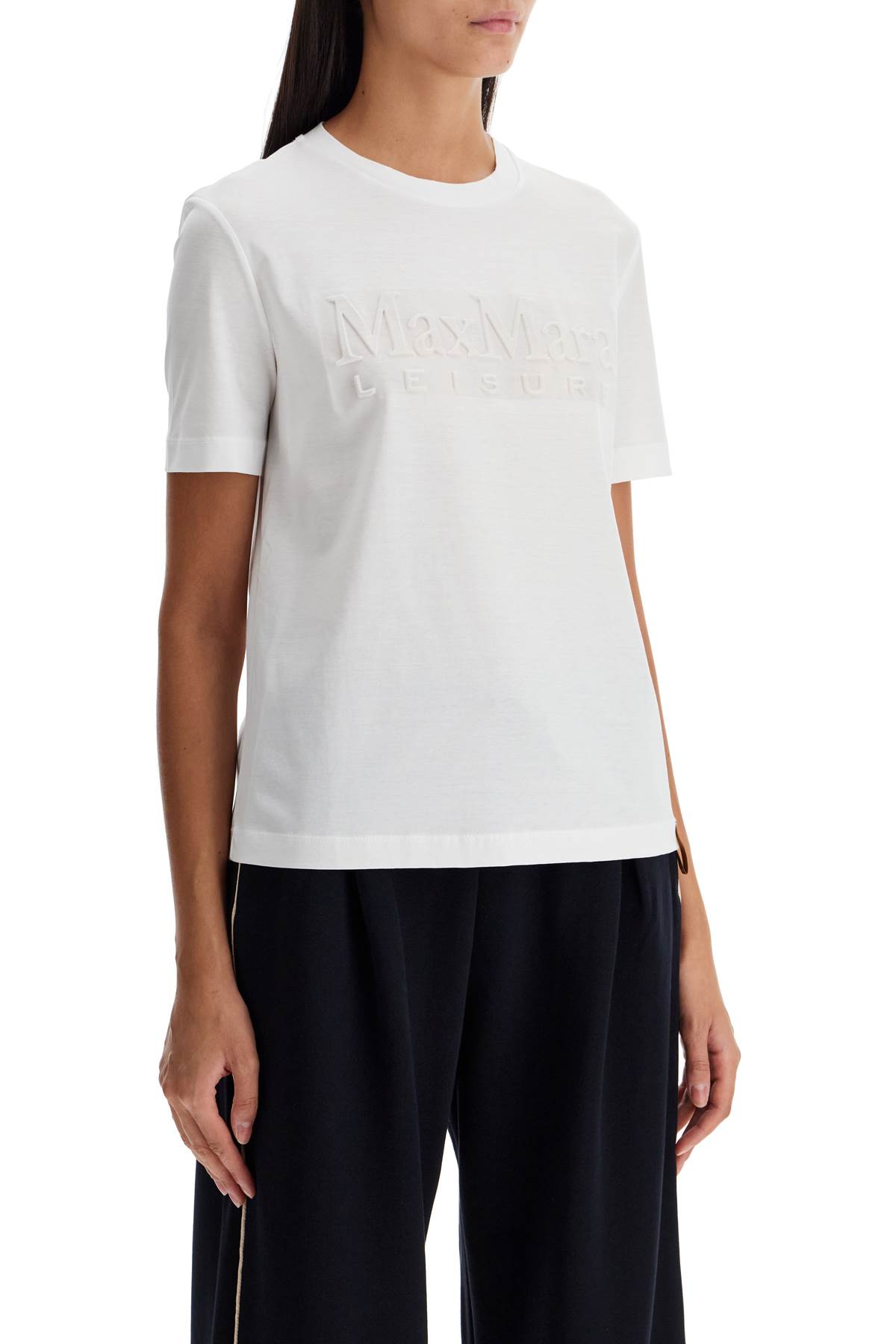 Shop Max Mara T-shirt With Printed Logo In Bianco Ottico (white)