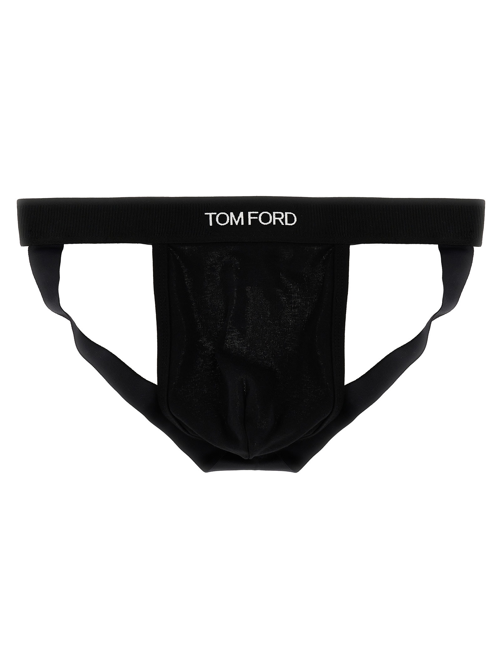 Tom Ford Waistband Stretch Sheer Fabric Briefs In Black