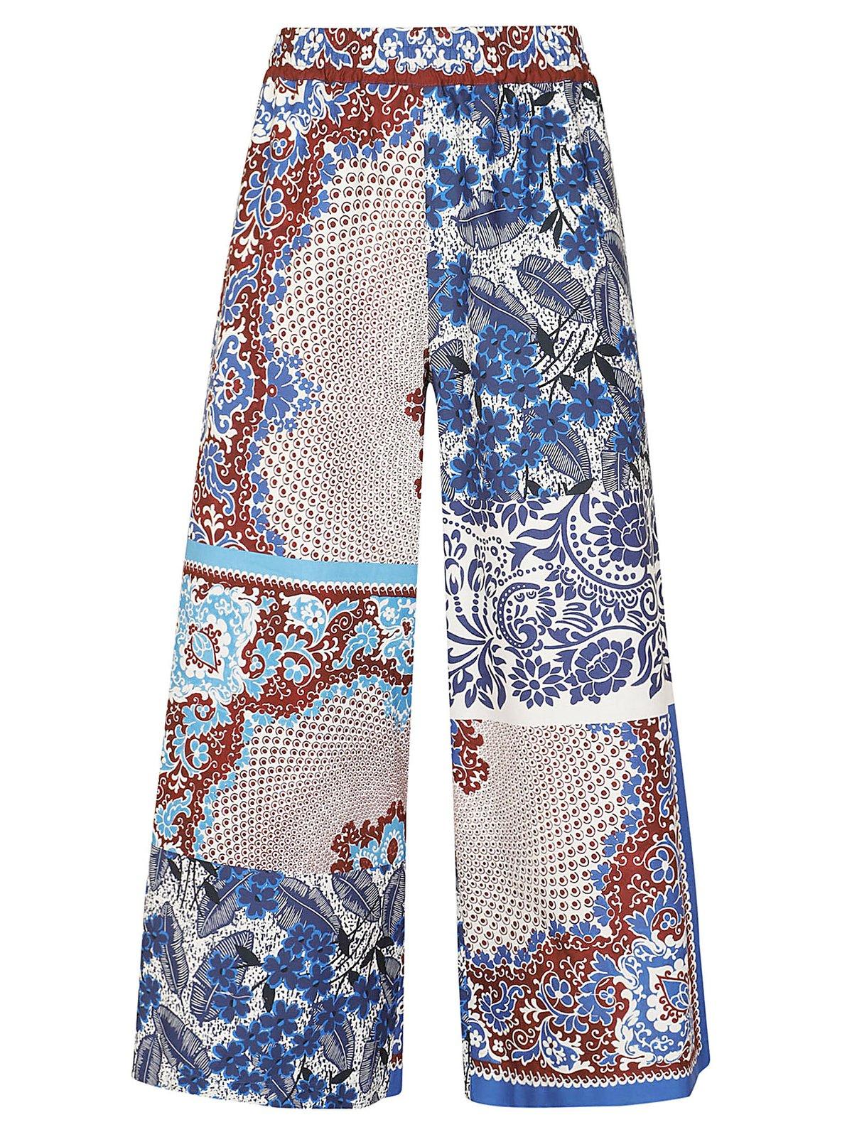 Shop Weekend Max Mara All-over Printed Wide Leg Pants In Bluette