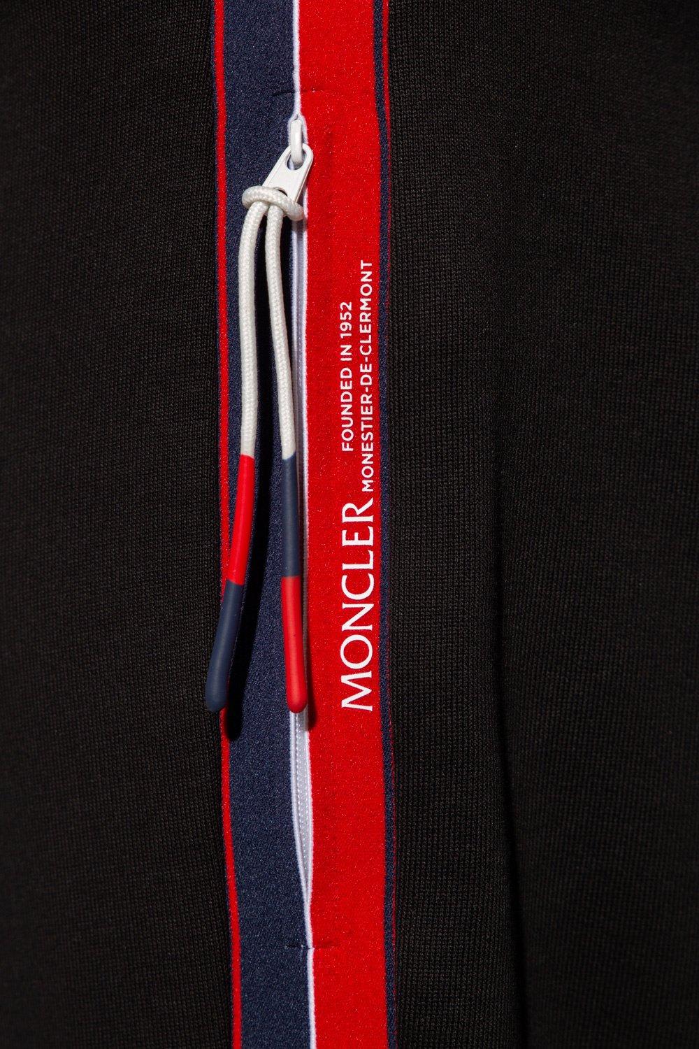 Shop Moncler Drawstring Straight Leg Pants In Black