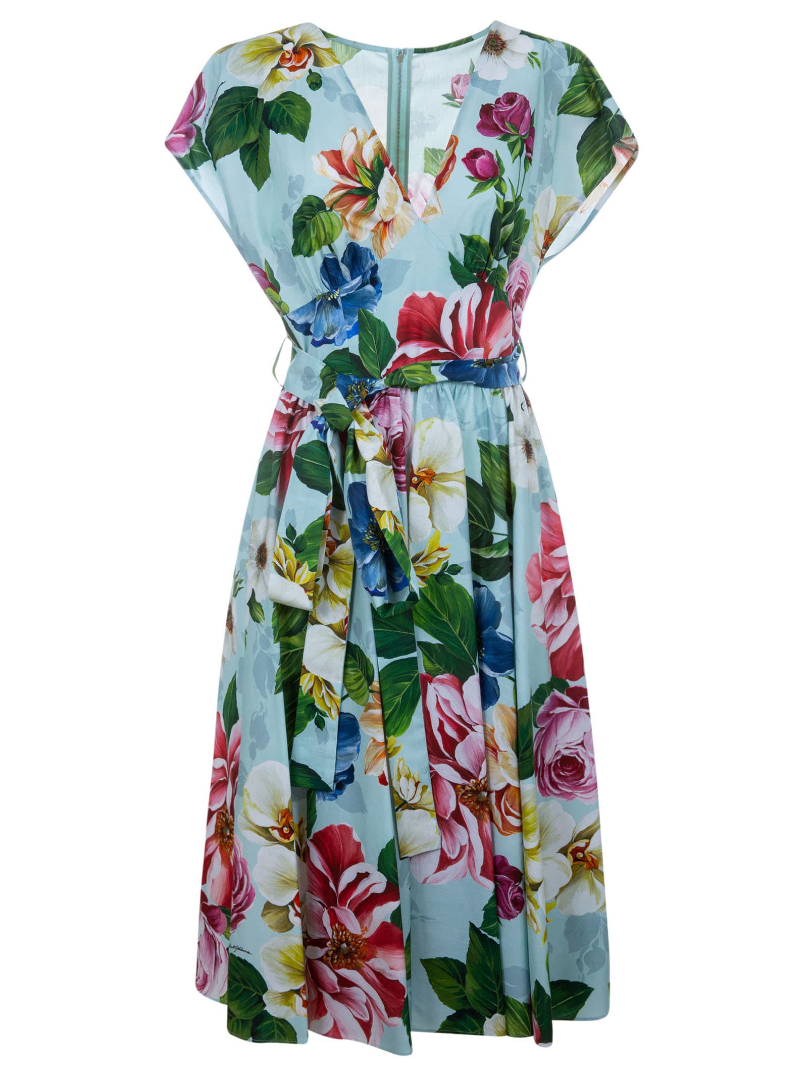 DOLCE & GABBANA FLORAL PRINT BELTED DRESS,11270459