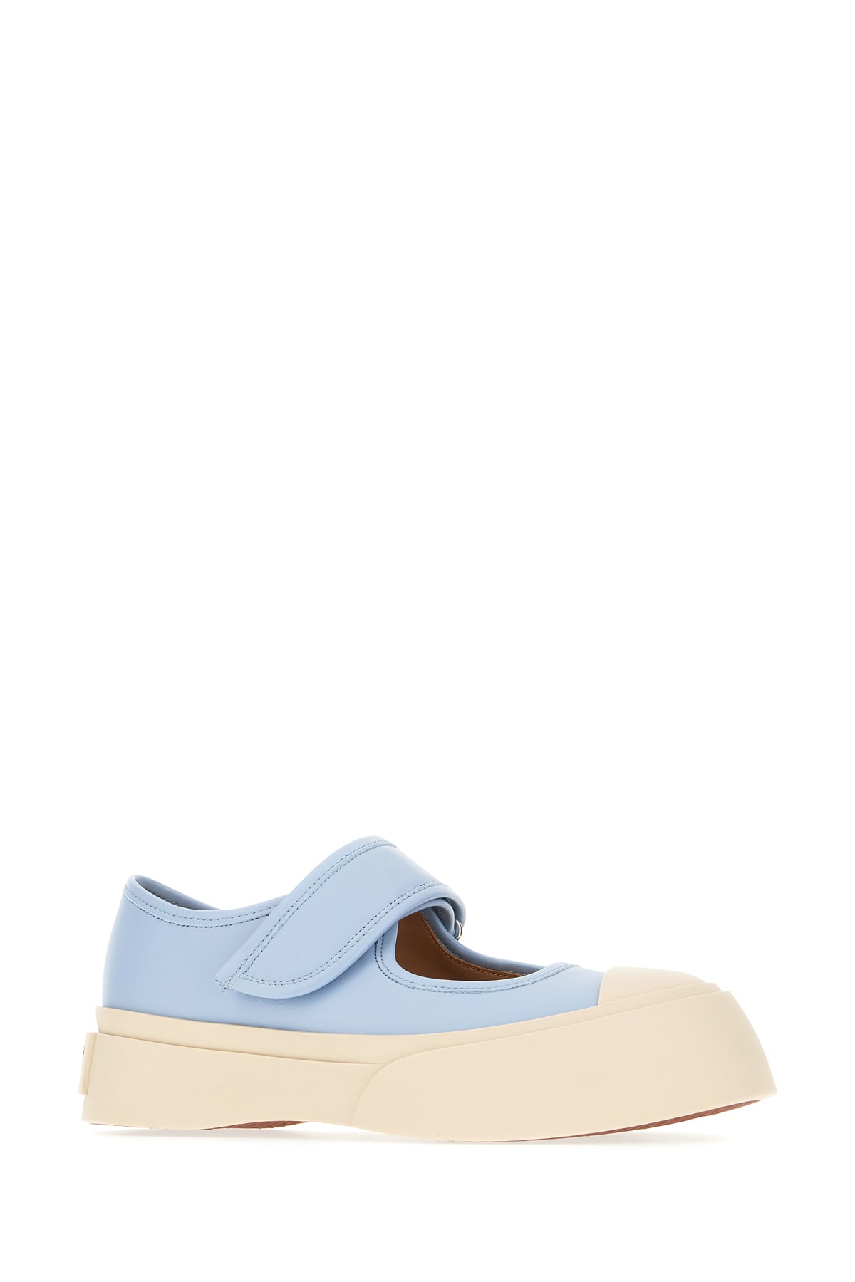 Shop Marni Powder Blue Nappa Leather Mary Jane Ballerinas In Dustyblue