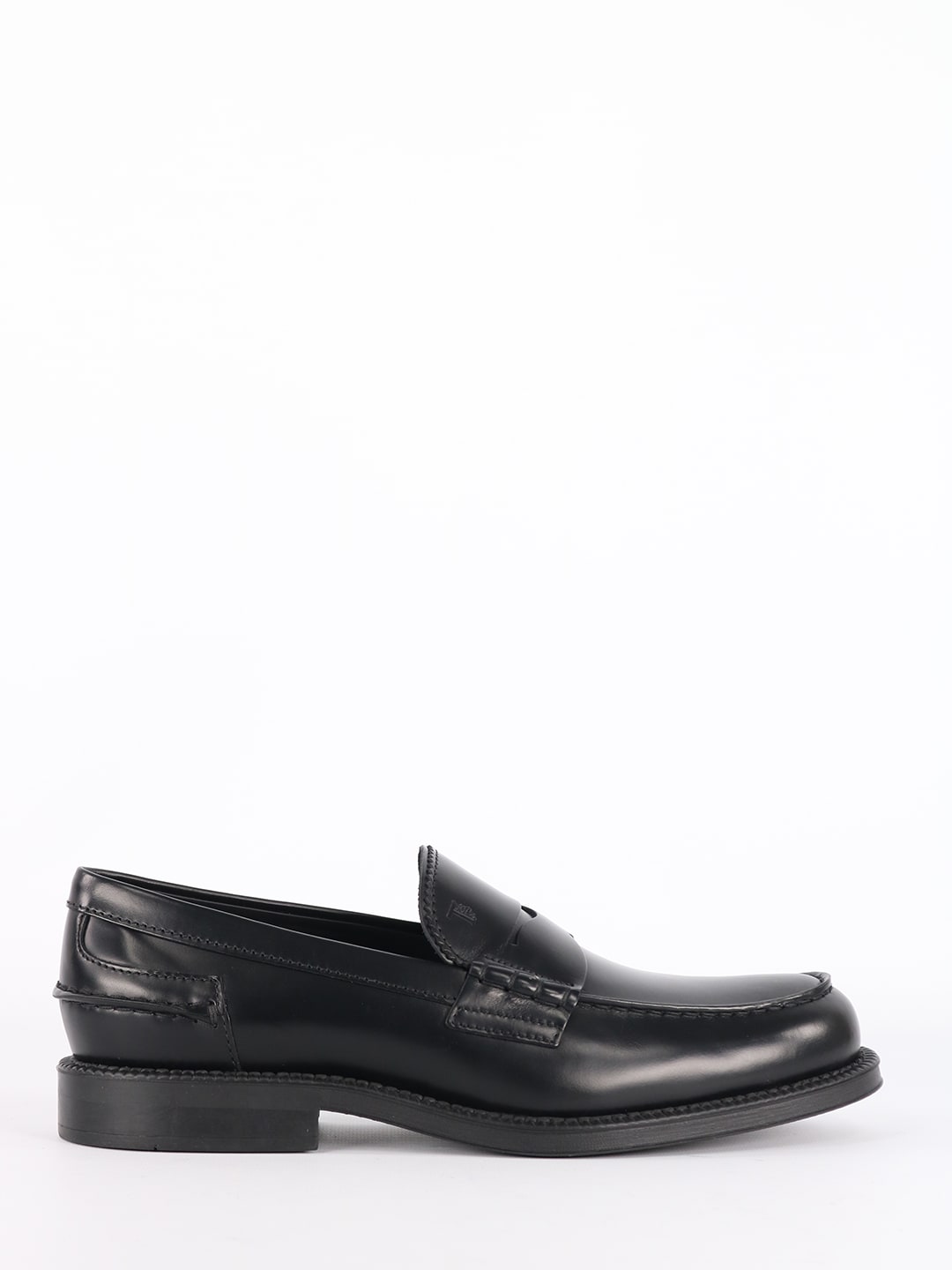 Tods Black Leather Moccasin