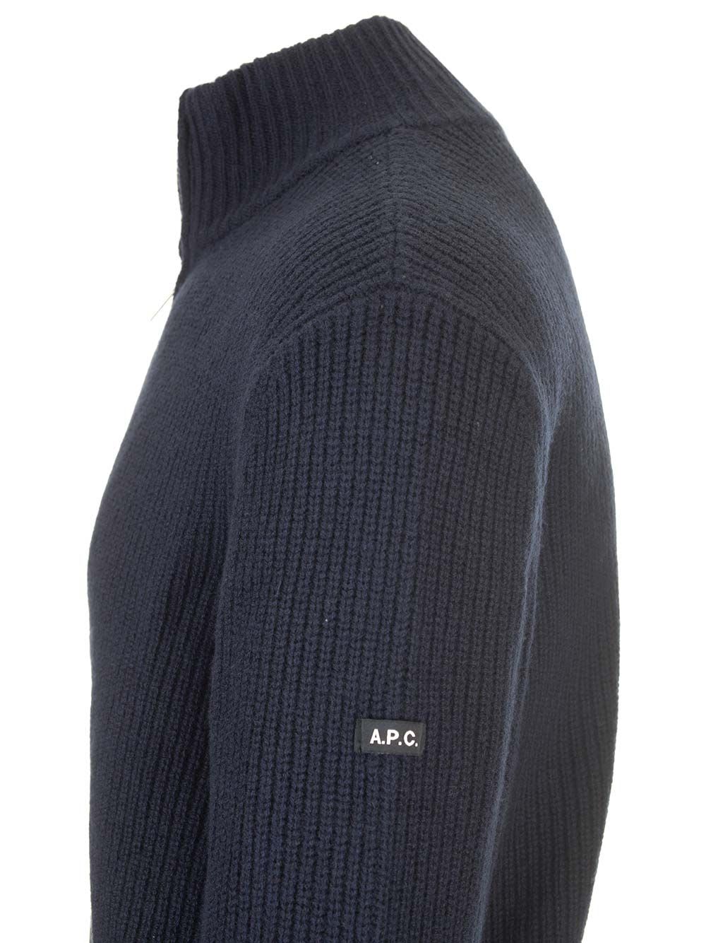 Shop Apc Wool Cardigan In Blue