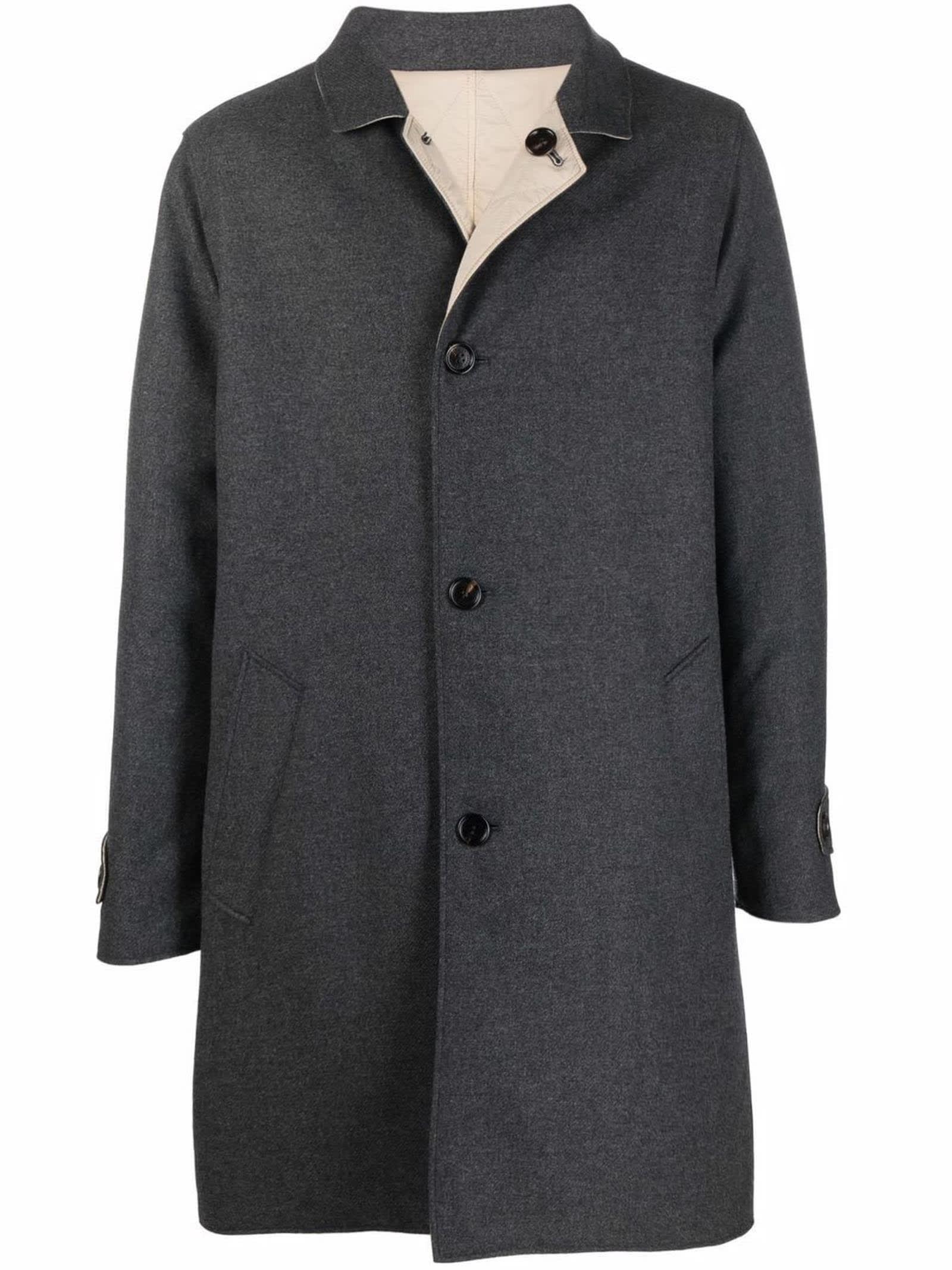 Brunello Cucinelli Dark Grey Cashmere-silk Blend Coat