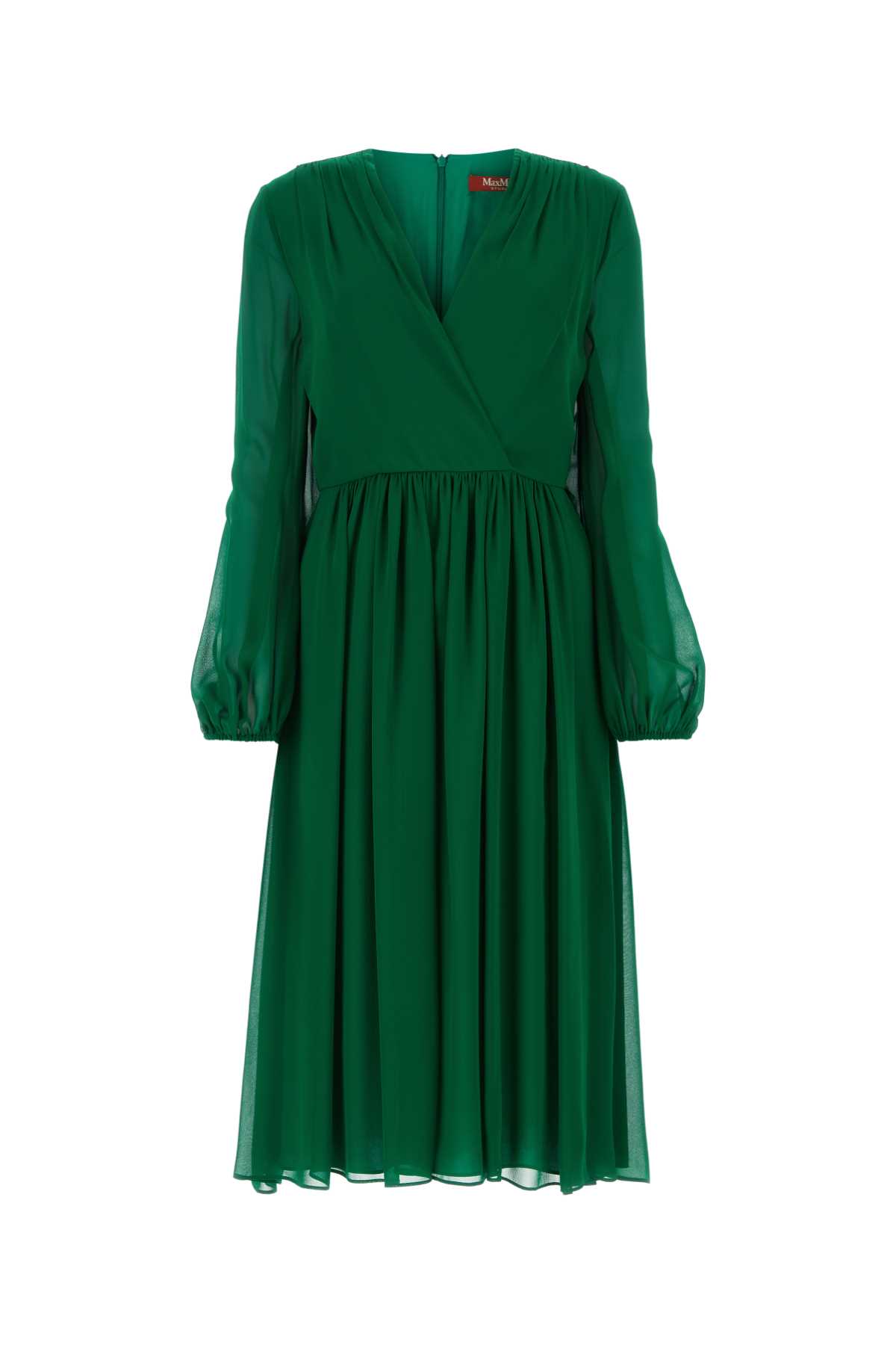 MAX MARA DARK GREEN CREPE UGOLINA DRESS 