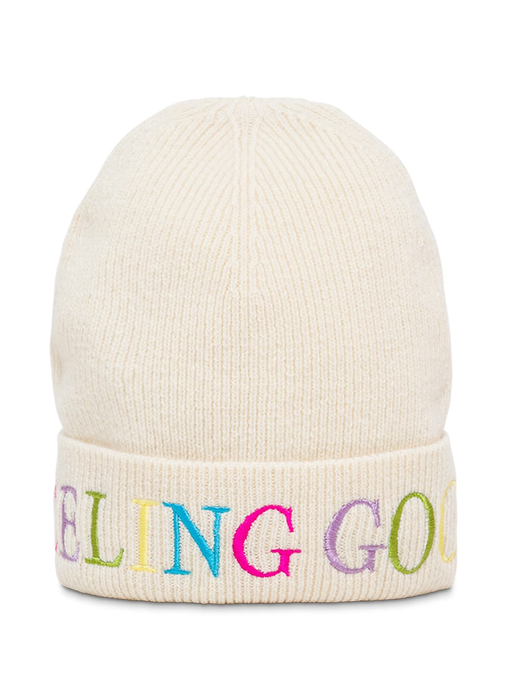 IRENEISGOOD White Wool And Cashmere Hat With Multicolor Logo
