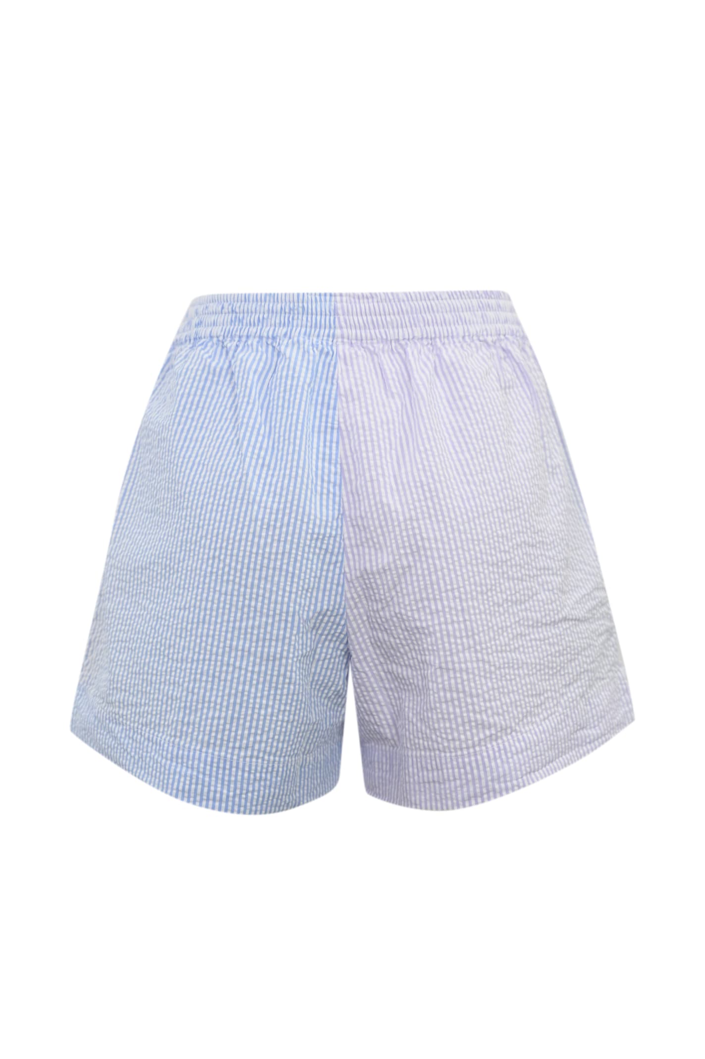 Shop Mc2 Saint Barth Meave Shorts In Seersucker Cotton In Multicolor
