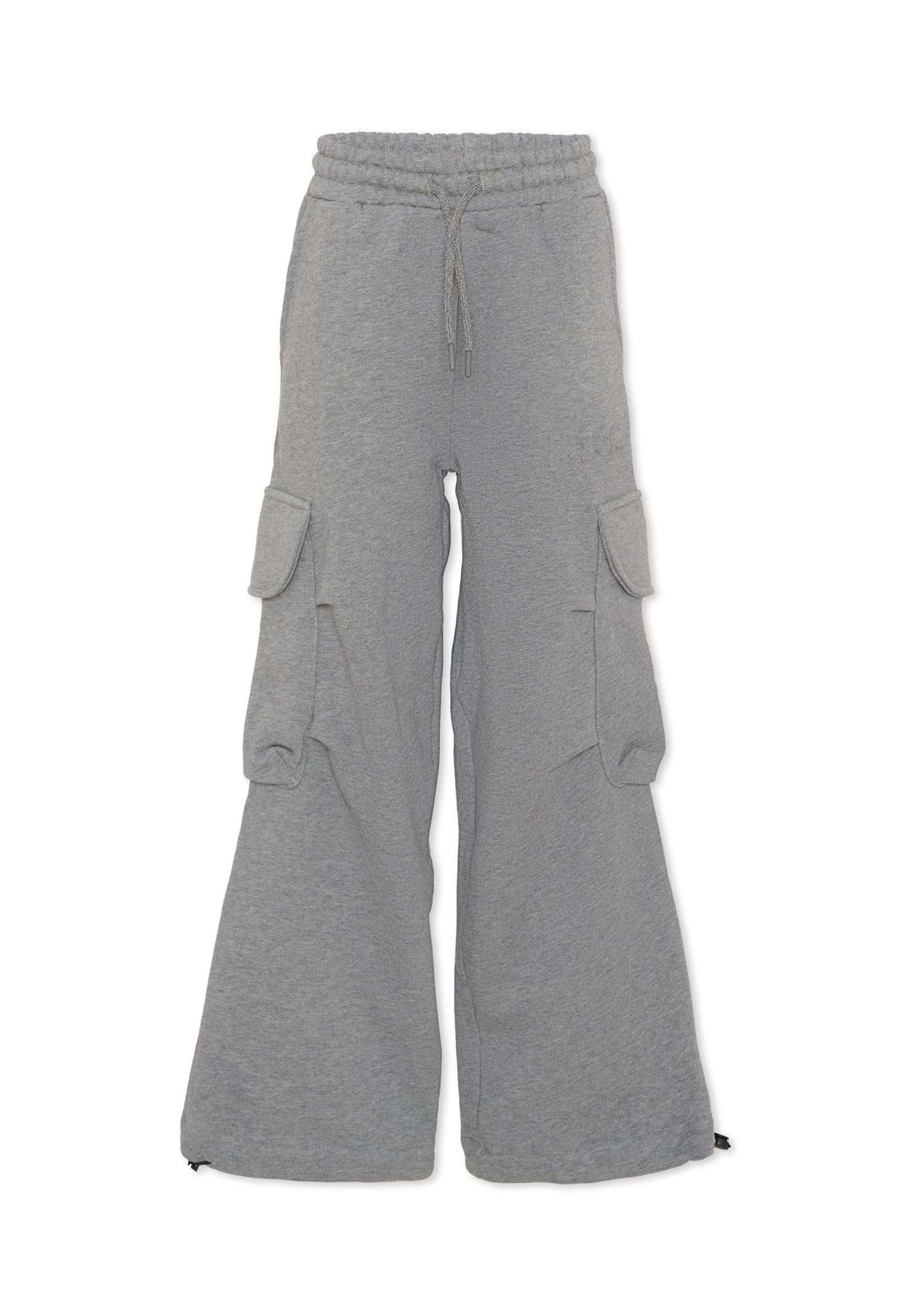 Msgm Drawstring Cargo Track Pants In Gray