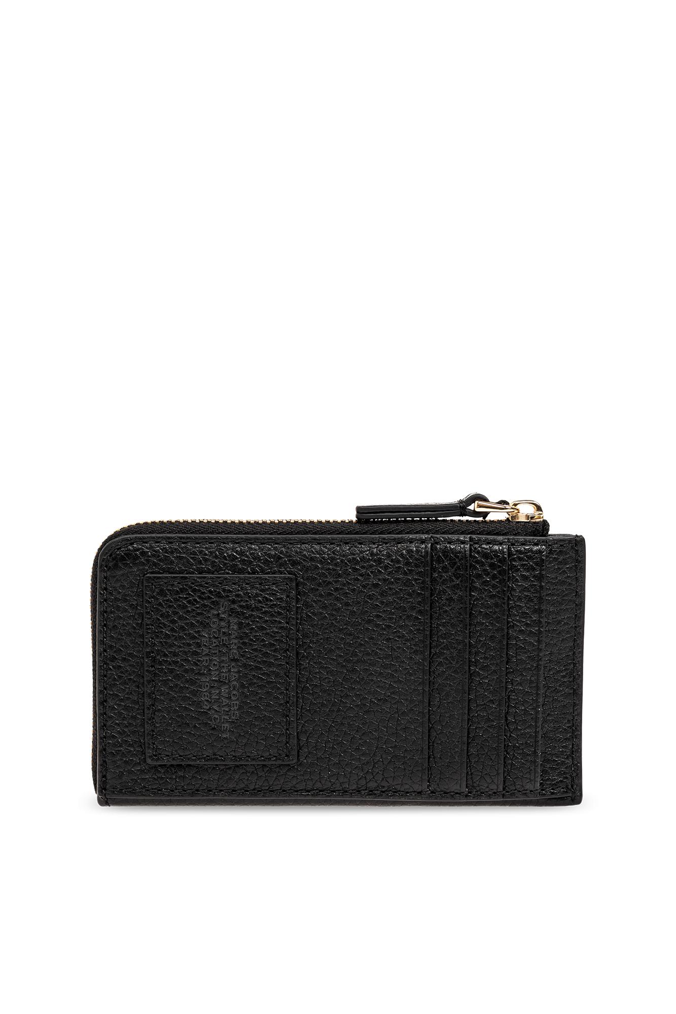 Marc Jacobs Black Wallet With Logo Detail And Snap Hook In Grained Leather Woman In Black
